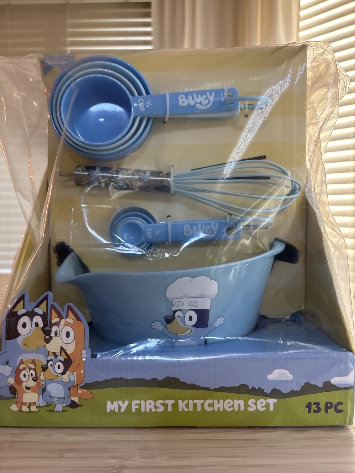 Handstand Kitchen Bluey My First Real Kitchen Tools Set with 1.5 Quart Mixing Bowl, Measuring Spoon Set, Measuring Cup Set and 8.5
