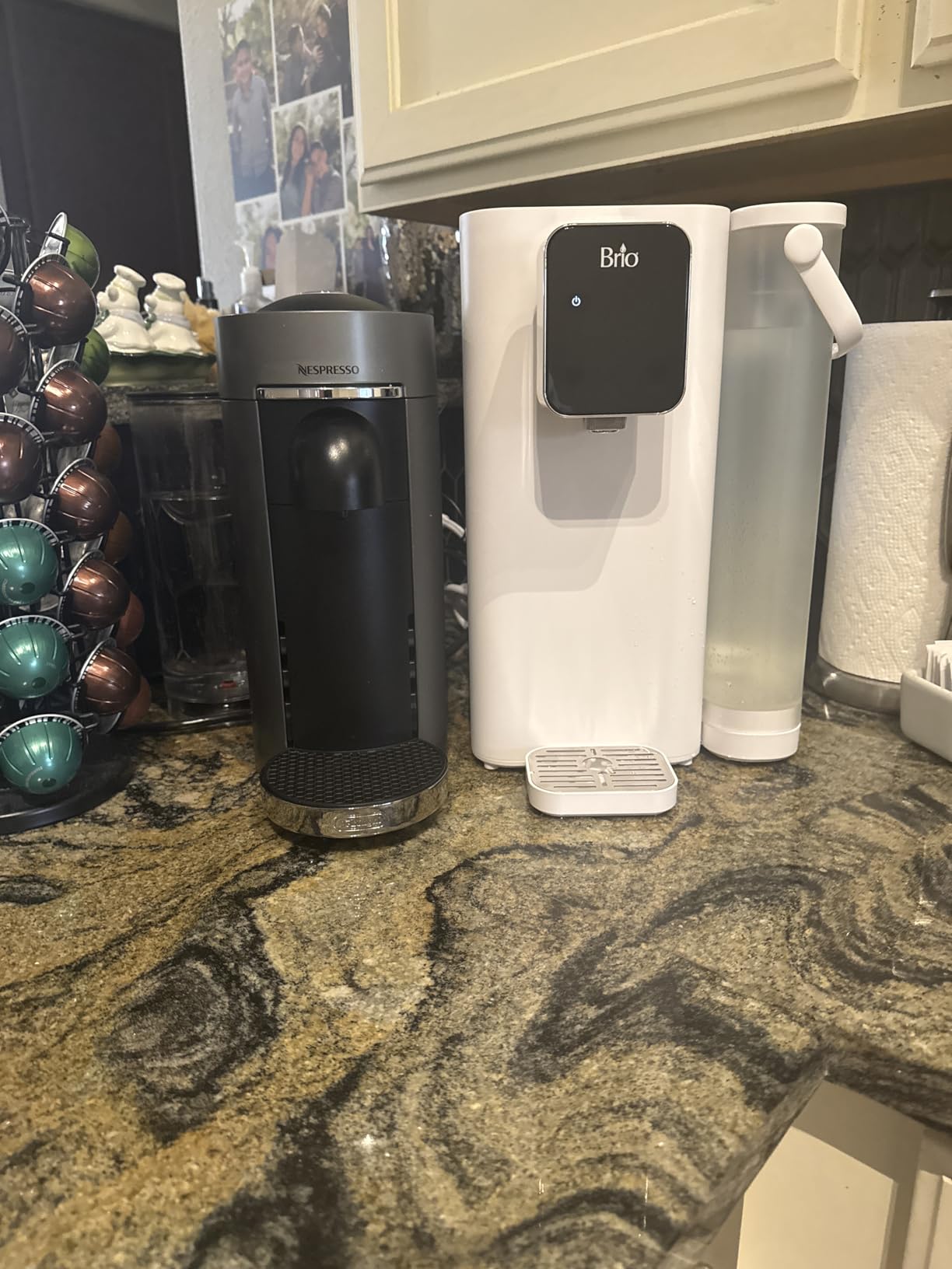 Brio SIMPL Countertop Water Dispenser, 3 Stage Water Filter & Adjustable Instant Hot Water | Easy Access Refillable 2.5L Tank | Tall 8.5