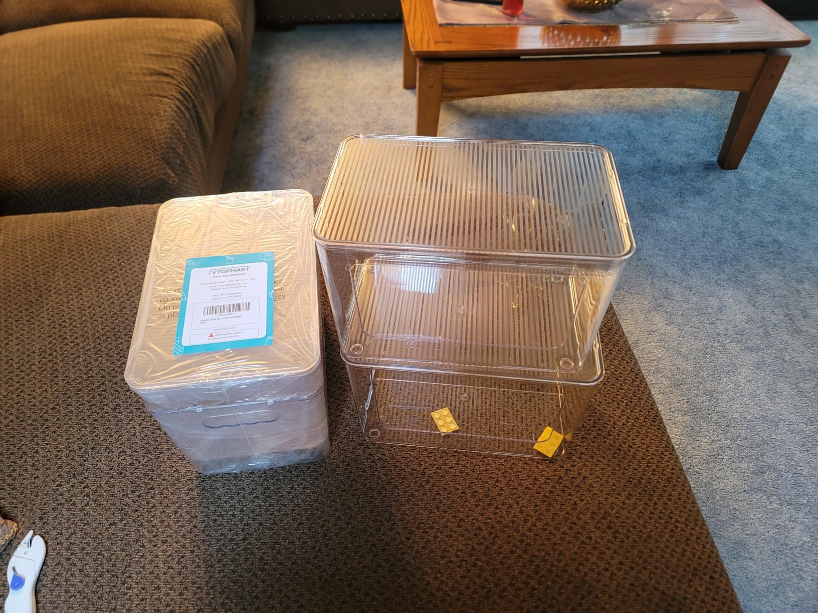 Vtopmart 2 Pack Trash Bag Holder, Stackable Garbage Bag Dispenser for 13/30/33 Gallon Bags, Clear Organizer Bins for Under Kitchen Sink, Laundry Room Organization and Storage customer photo 1