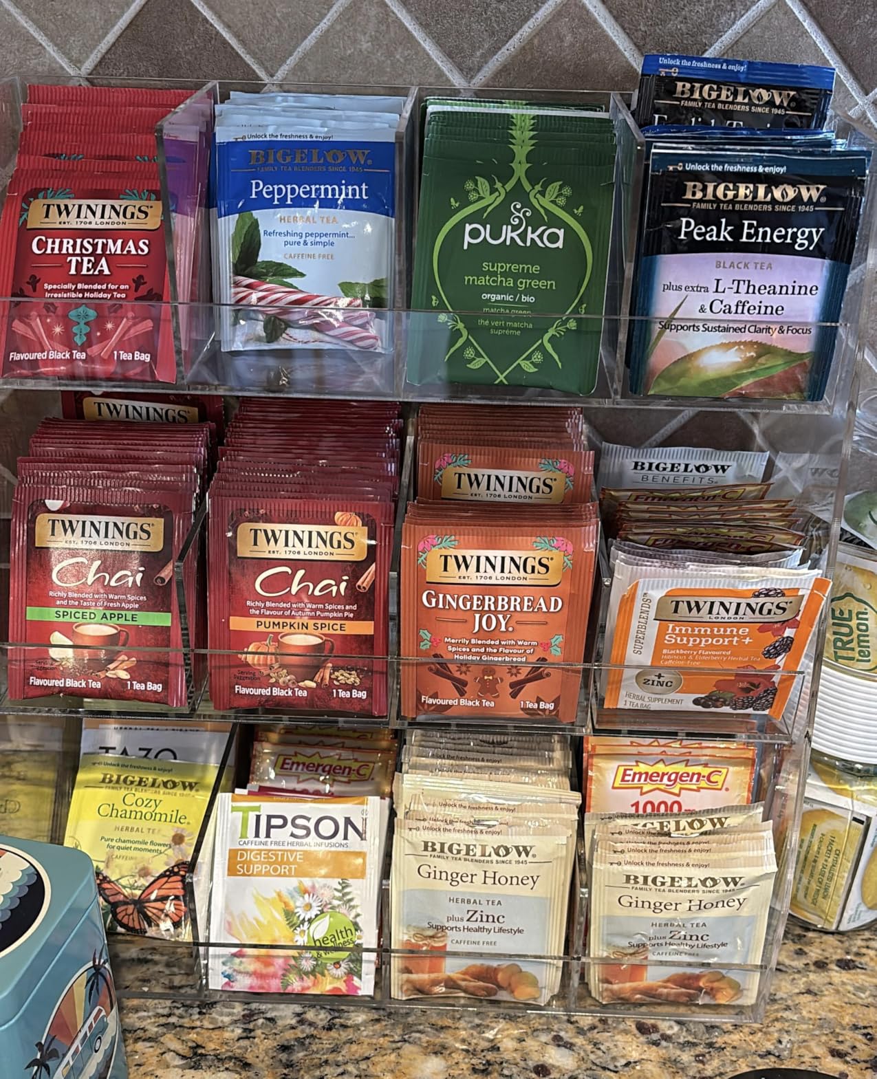 Acrylic Tea Bag Organizer - 3 Tier Clear Tea Bag Holder & Storage Rack, Modern Tea Organizer for Countertop, Cabinet, No Assembly Required Tea Bar Accessories (Holds 200+ Tea Packets) customer photo 2