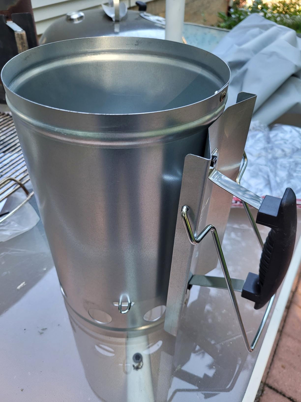 7.5X12inch XL Charcoal Chimney Starter with Electroplated Handle, Durable Fire Starter with Large Capacity Rapidfire Chimney Starter, Tilted Handle Design for Safe customer photo 1