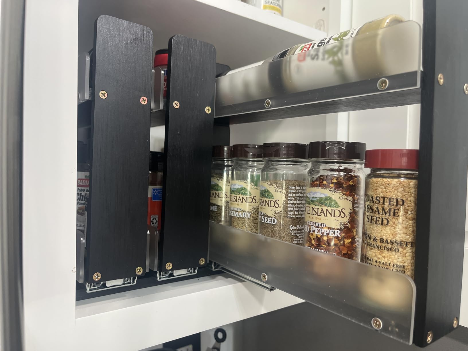 SpaceAid Bamboo Pull Out Spice Rack Organizer for Cabinet, Heavy Duty Slide Out Seasoning Kitchen Pantry Sliding Vertical Organization, 7.6