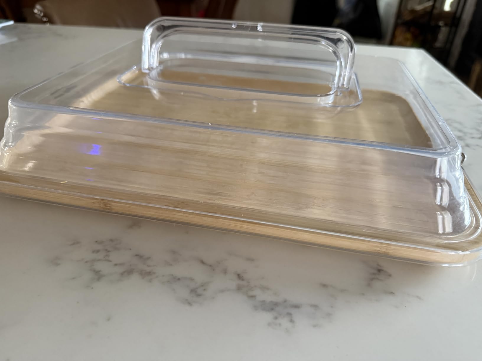 Charcuterie Boards with Foldable Lid, Portable Bamboo Cheese Board with 6 Compartments, Clear Locking Lid and Handle, Easy to Store, Suitable for Picnics, Camping, Parties & Housewarming Gifts customer photo 1