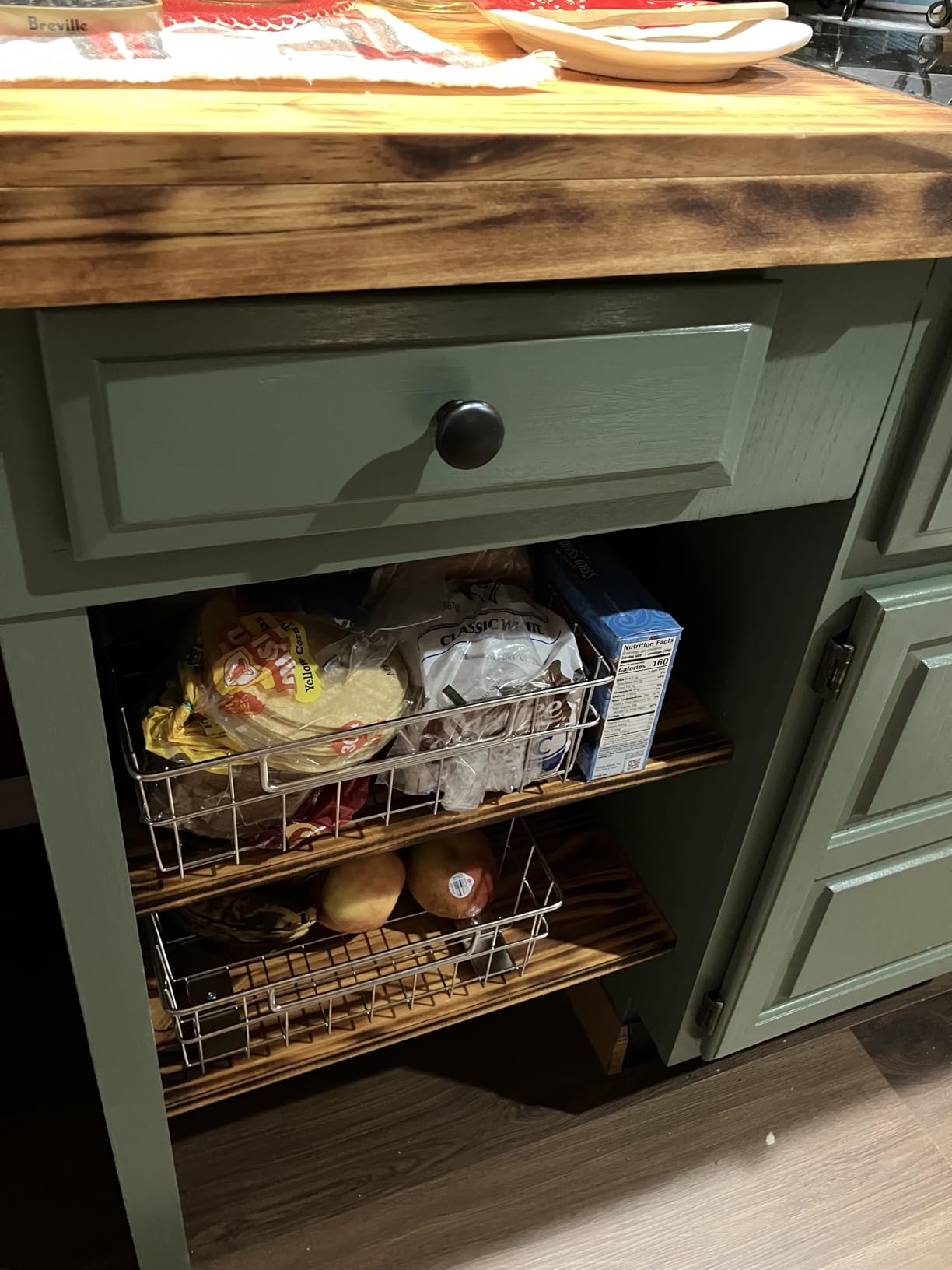 Pull out Cabinet Organizer, Stainless Steel 2-Pack Slide out Drawer with Silent Full-Extension Slides, Adhesive Roll out Can Spice Storage Basket Shelf Rack for Pantry, Kitchen, Bathroom, Home Closet customer photo 2