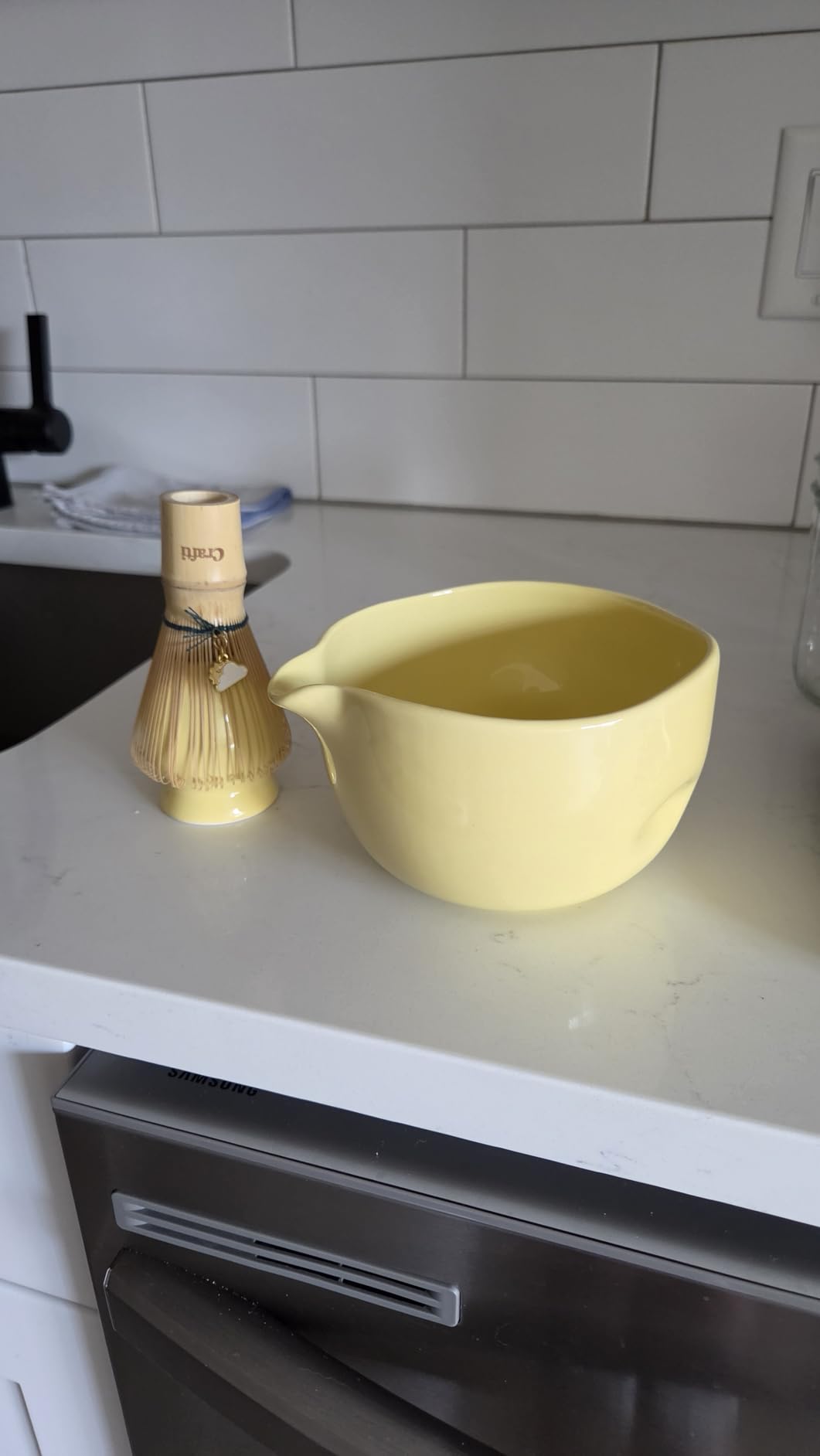 Crafti Ceramic Yellow Matcha Bowl | Golden Hour Butter Yellow | Crafted With Grip Indents | Large Size for 1-3 Matcha Servings | 17 oz / 500ml Capacity customer photo 1