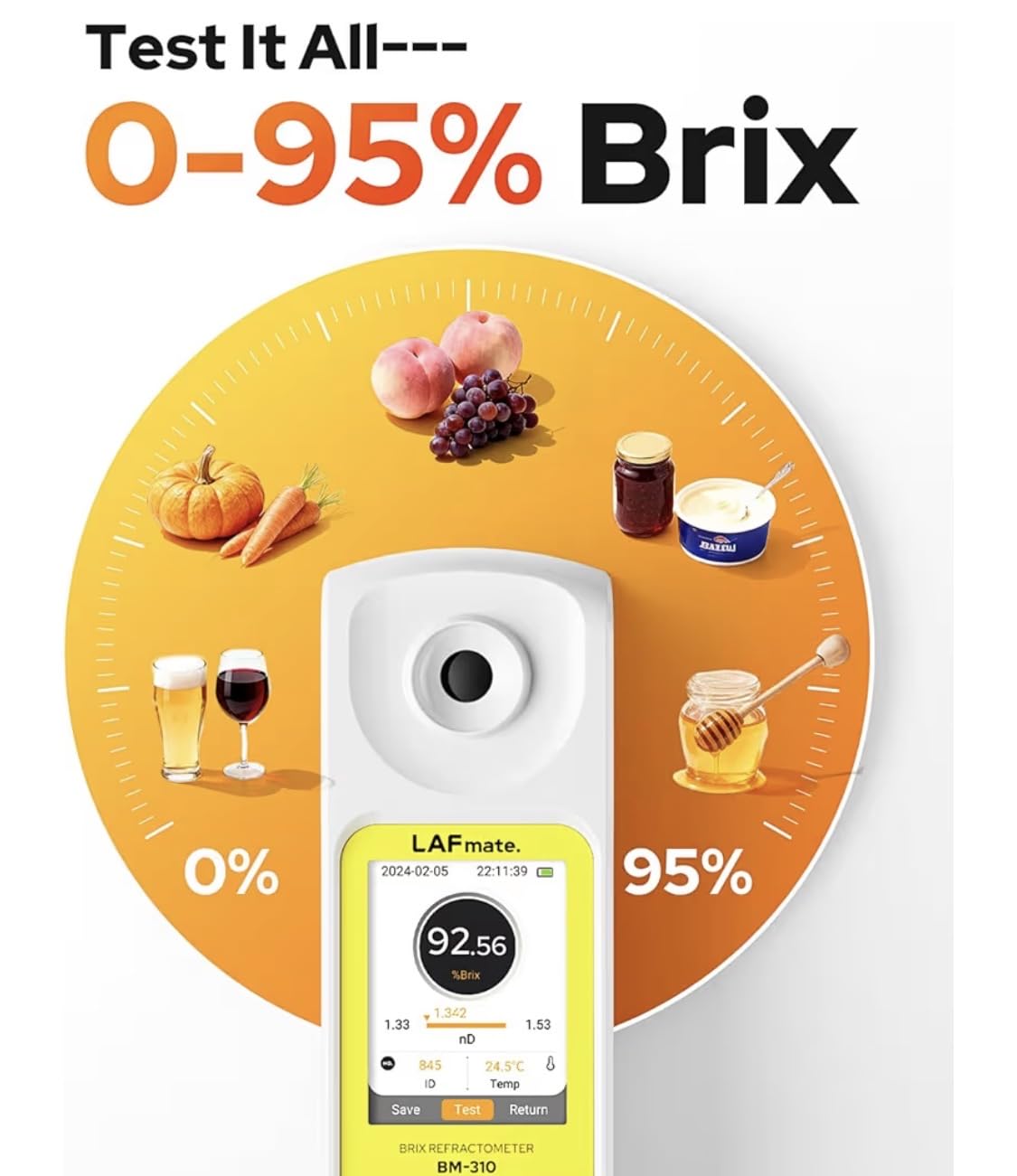 3-in-1 Digital Refractometer with ATC for Wine Making, Home Brewing, Rechargeable 0-95% Brix Meter for Coffee, Juice, Honey, Maple Syrup customer photo 2