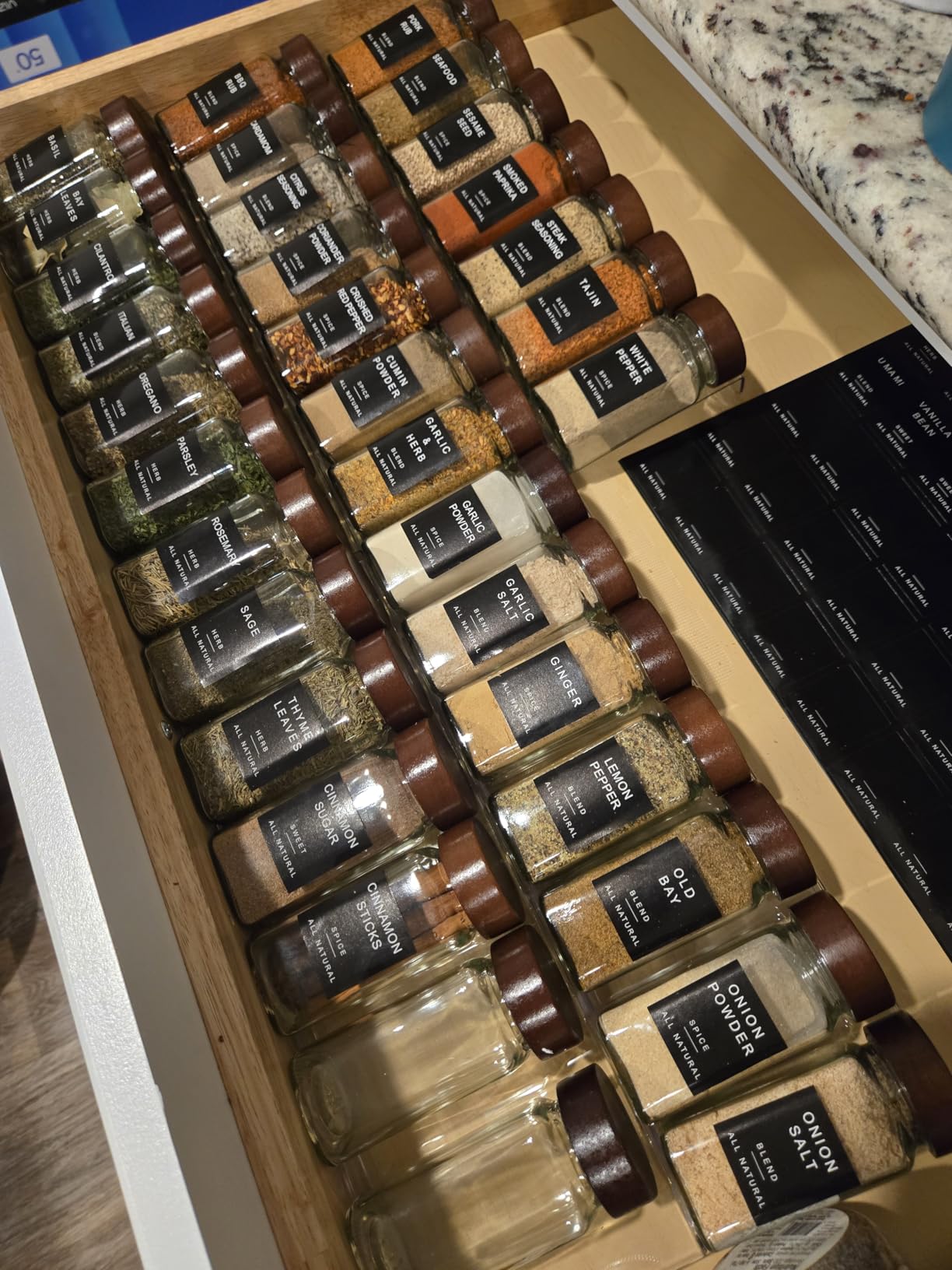 8-Pack Spice Drawer Organizer, Expandable Acrylic Seasoning Rack (13