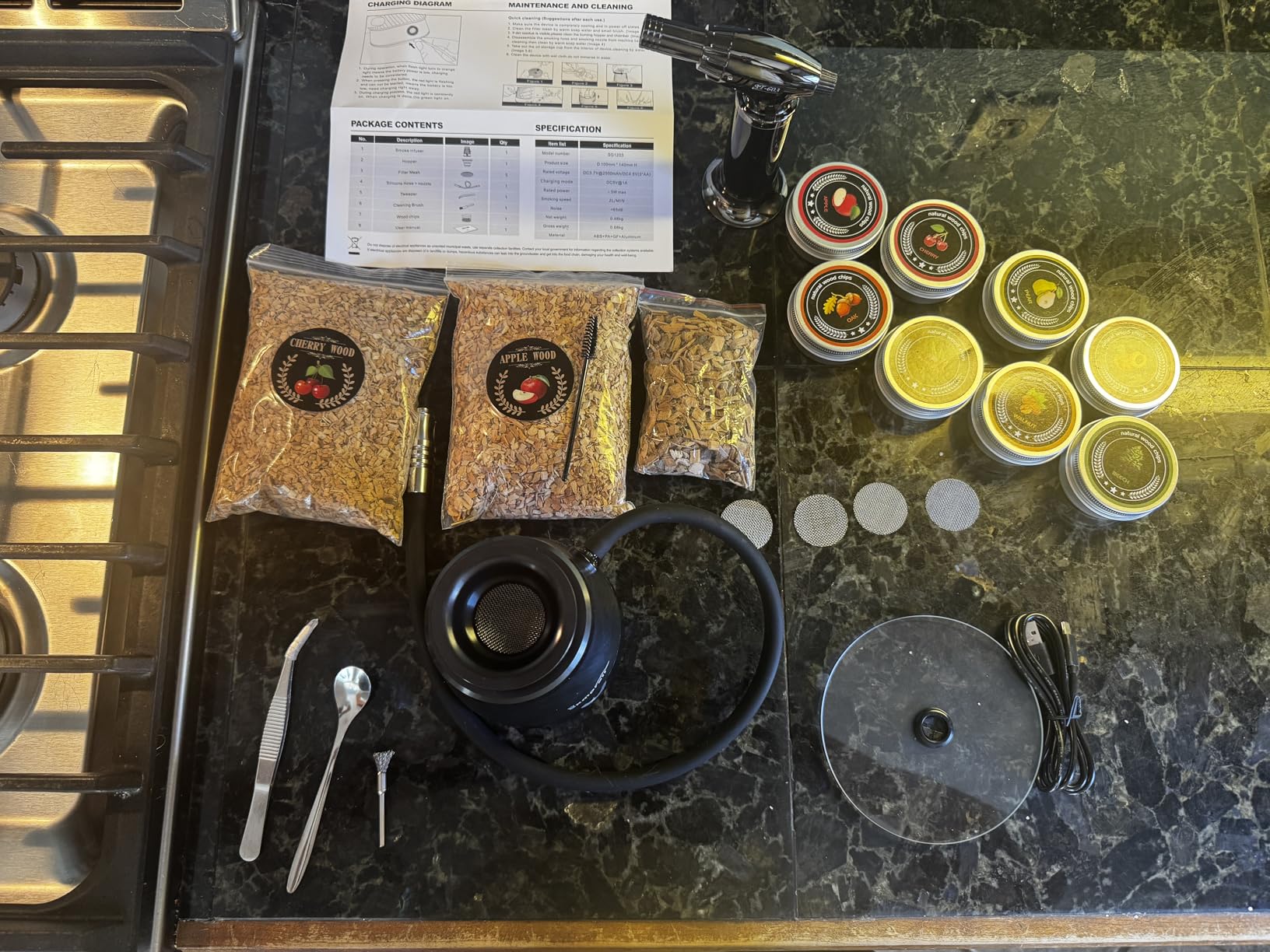 Rechargeable Patented Cold Smoking Gun - 0 Oil Smoke Contact & Prevents Tar Clogging, Type-C/Battery, Handheld Smoke Infuser for Cocktails Meat Cheese & Weed, Ideal Gift for Men (Butane not included) customer photo 1