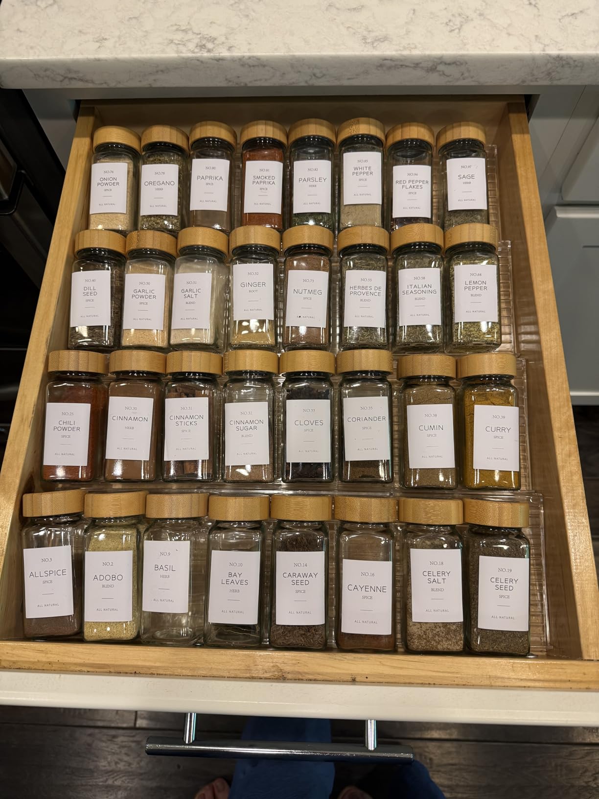 MUDEELA Clear Spice Drawer Organizer, 4 Tier- 2 Set (8 Packs) Spice Rack for Drawer, Expandable From 11