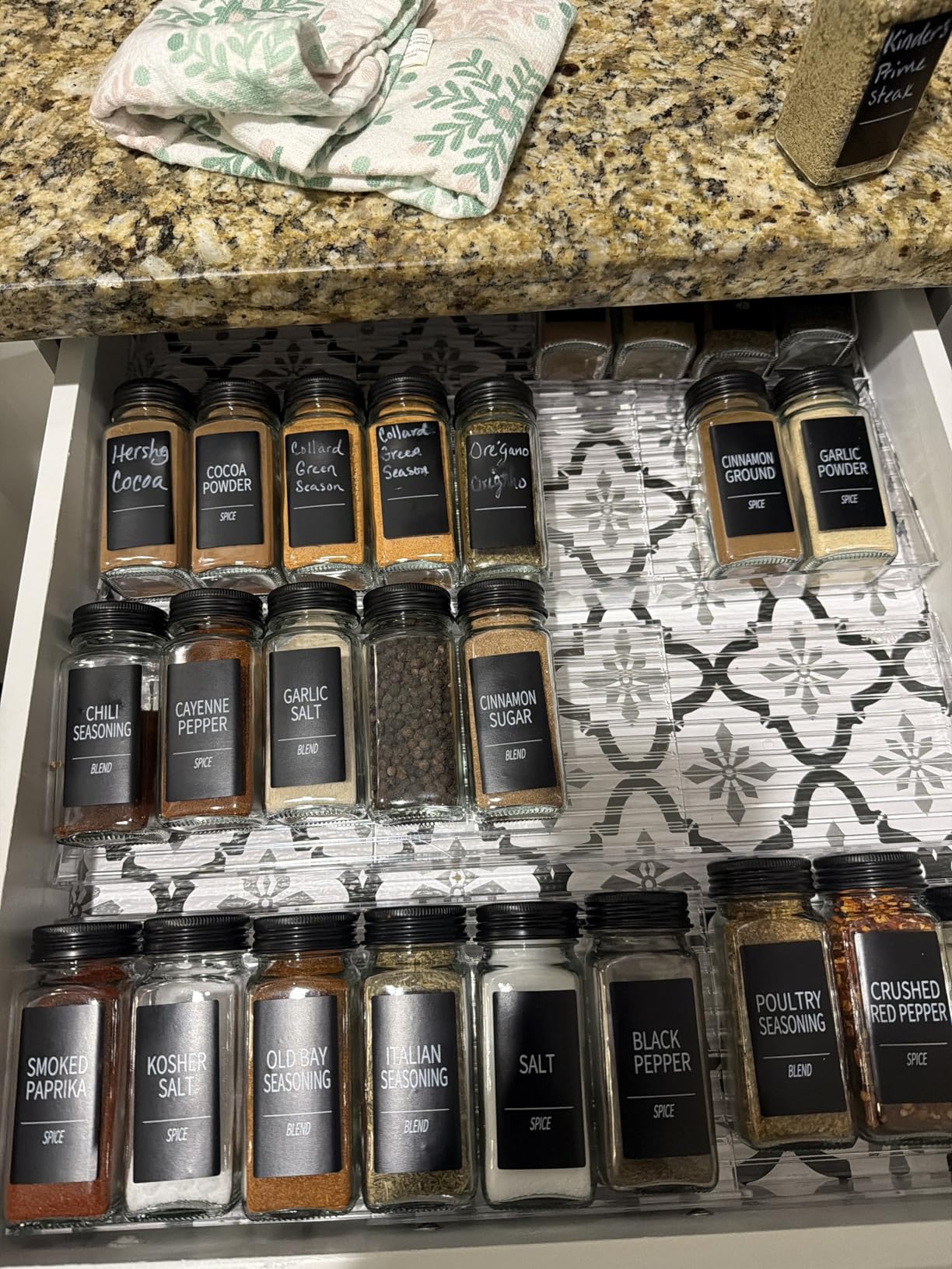 MUDEELA Clear Spice Drawer Organizer, 4 Tier- 2 Set (8 Packs) Spice Rack for Drawer, Expandable From 11