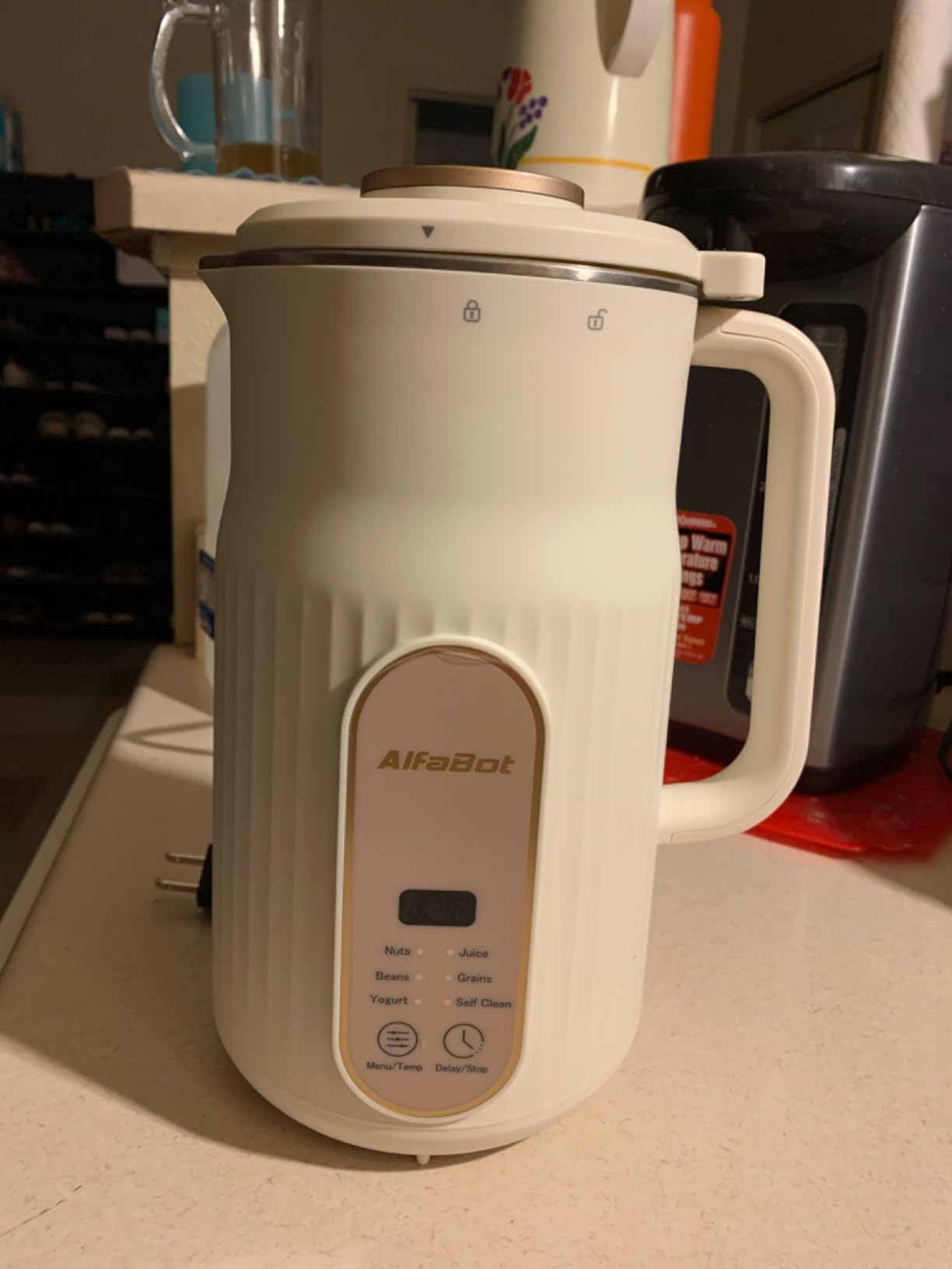 Nut Milk Maker, AlfaBot N2 Automatic Almond Milk Machine for Homemade Plant-Based Milk, Oat, Soy, Yogurt, 5 Modes/35OZ Big Capacity Soy Milk Maker with Delay Setting and Self Cleaning (Cream) customer photo 1