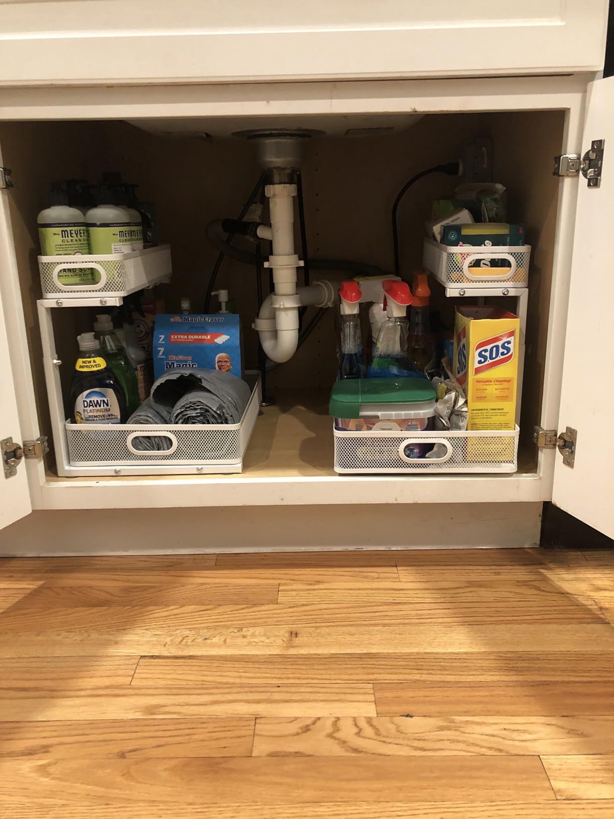 Kitstorack Under Sink Organizer, 2-Pack 3-Tier Height Adjustable Thickened Metal Pull out Cabinet Organizer Shelf, Slide out Storage Drawer Rack for Bathroom Kitchen Pantry Home Laundry Organization customer photo 1