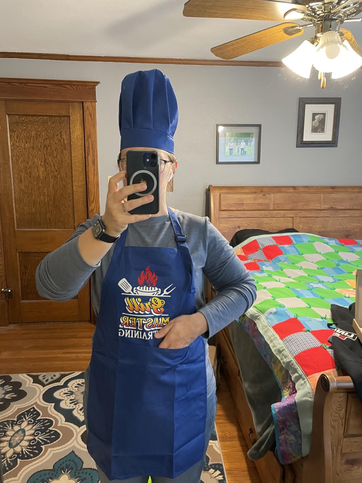 Kids Apron and Chef Hat Set, Funny Apron Adjustable Child Aprons Chef in Training Kitchen Aprons for Boys and Girls customer photo 1