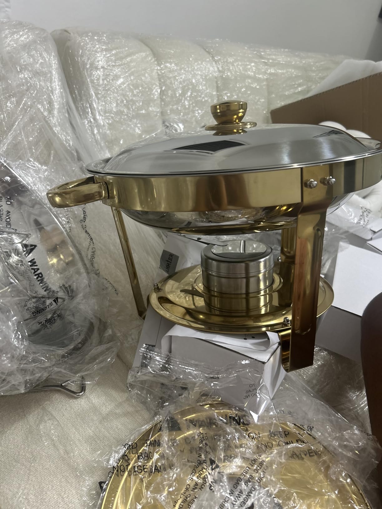 Amhier Chafing Dishes for Buffet 4 Pack, 5Qt Round Stainless Steel Chafing Dishes [Elegant and Smooth] Stainless Steel Chafing Dish Buffet Set for Weddings, Parties and Catering, Silver customer photo 1