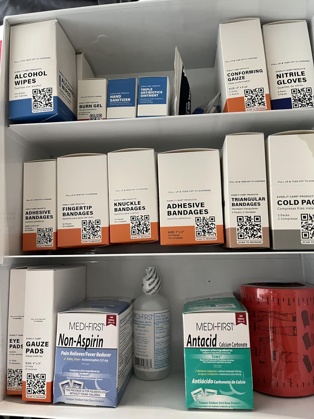 EVERLIT CARE 3-Shelf OSHA-Compliant First Aid Kit, ANSI Class B+ 100 Person Emergency First Aid Cabinet for Business, Job Site, Industrial Manufacturing Facility, Restaurant, and Kitchen customer photo 2