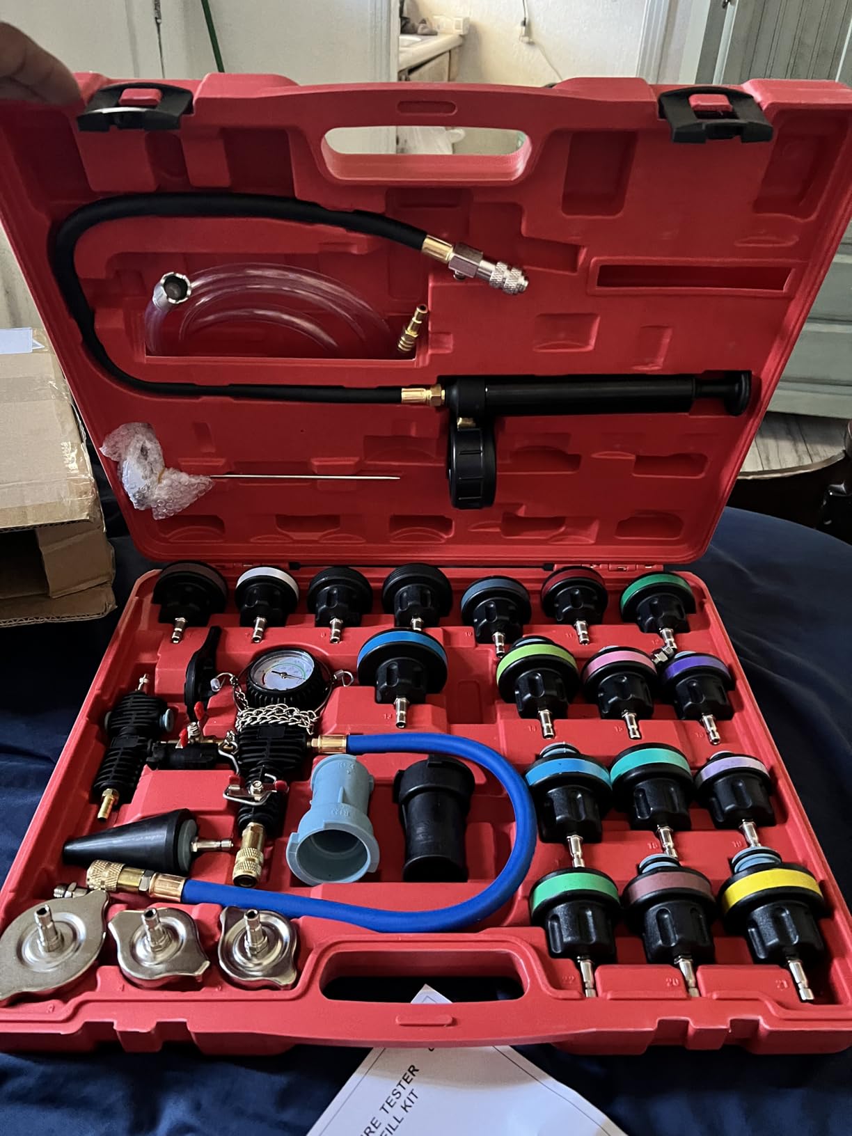 DAYUAN 28pcs Universal Radiator Pressure Tester Kit, coolant Pressure Tester kit coolant Vacuum Refill kit for Cooling System customer photo 2