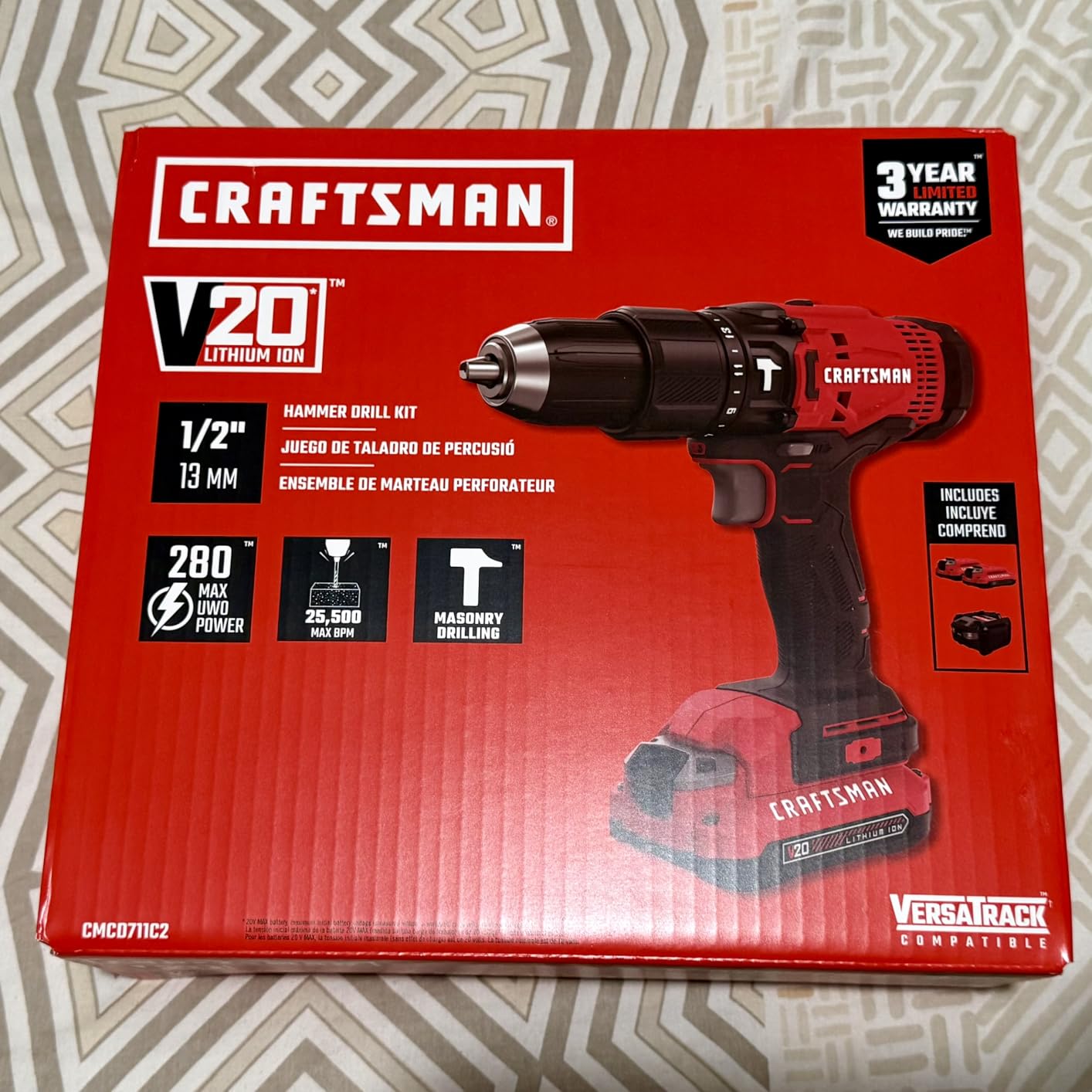CRAFTSMAN V20 Cordless Hammer Drill Kit, 1/2 inch, 2 Batteries and Charger Included (CMCD711C2) customer photo 2