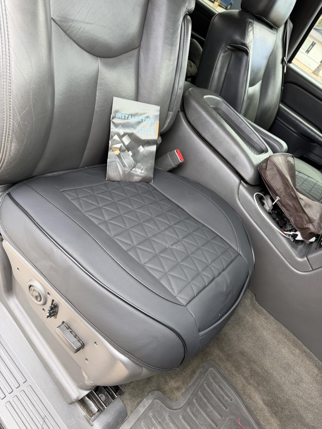 Black Panther Luxury Faux Leather Car Seat Cover Front Bottom Seat Cushion Cover, Anti-Slip and Wrap Around The Bottom, Fits 95% of Vehicles - 1 Piece,Black customer photo 2