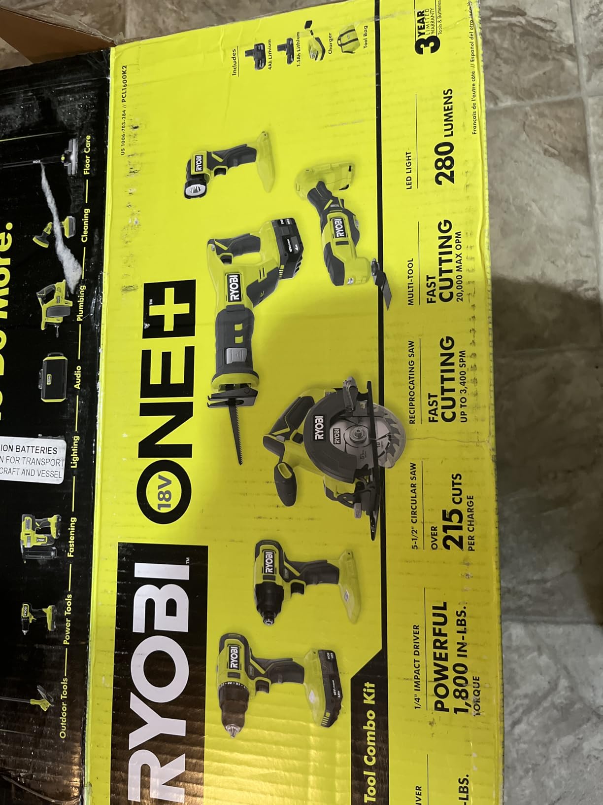 RYOBI P1819 18V ONE+ Lithium Ion 6-Tool Combo Kit (Drill, Impact Driver, Reciprocating Saw, Circular Saw, Multi-Tool, LED Worklight, Batteries, Charger, Bag) customer photo 1
