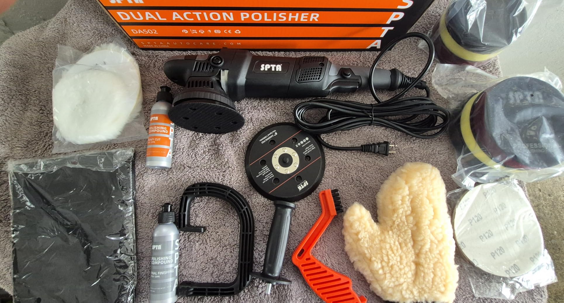 Buffer Polisher, SPTA 5-Inch 125mm Dual Action Random Orbital Car Polisher, Car Detailing Kit, 4Pcs 5inch & 4Pcs 6Inch Polishing Pad, Packing Bag for Car Polishing and Waxing customer photo 2