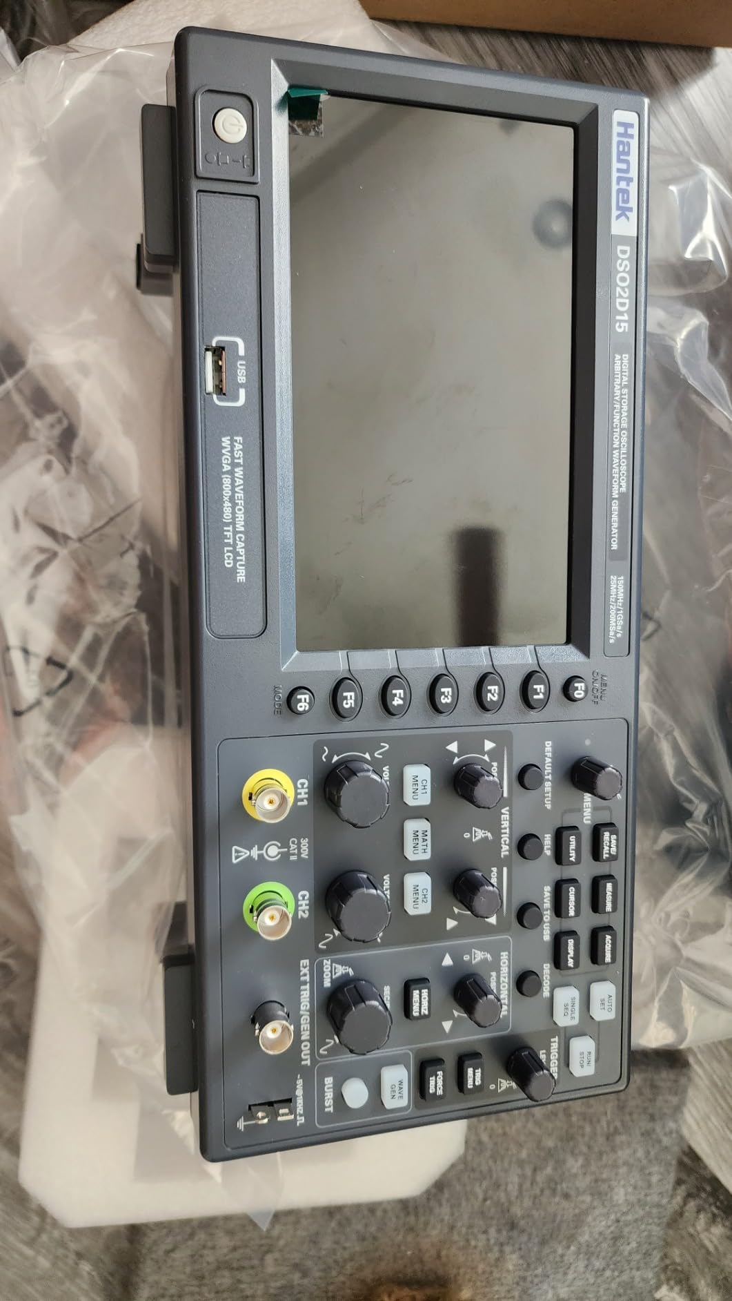 Hantek DSO2D15 Digital Storage Lab Oscilloscope 150MHz Bandwidth 2CH Dual Channel 1GSa/s 8M Memory Depth with 1CH Waveform Generator with High Voltage Probe customer photo 1