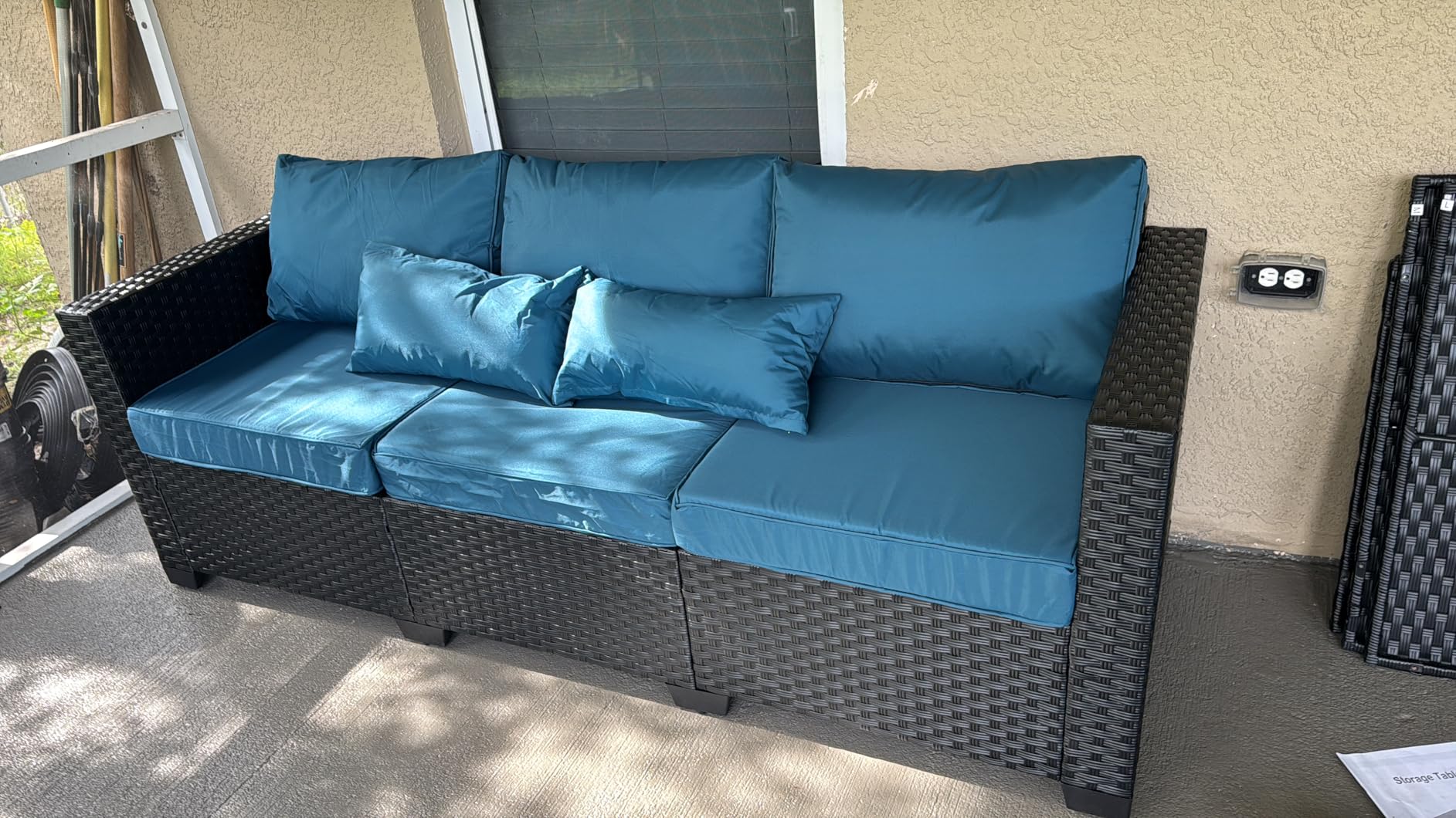 Rattaner Patio Wicker Furniture Set 6 Pieces Outdoor HDPE Wicker Conversation Couch Sectional Chair Sofa Set with Grey Cushions customer photo 2