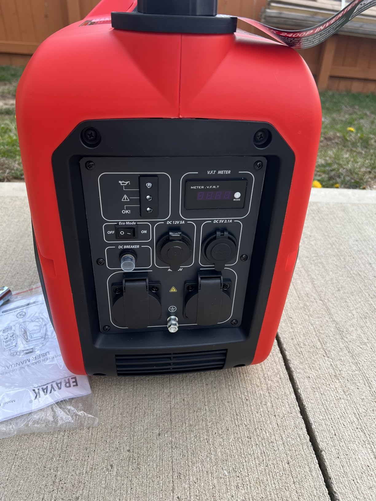ERAYAK 2400W Portable Inverter Generator for Home Use, Super Quiet Small Generator for Camping Outdoor Emergency Power Backup, Gas Powered Engine, EPA, ECO Mode customer photo 1