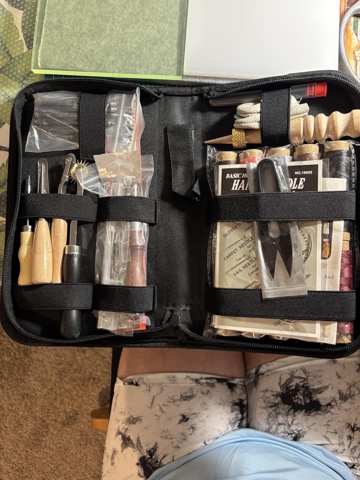 Leather Working Tools for Beginners: Professional Leather Craft Kit with Waxed Thread Groover Awl Stitching Punch for Leathercraft Adults Gifts, Practical leather working kit customer photo 2