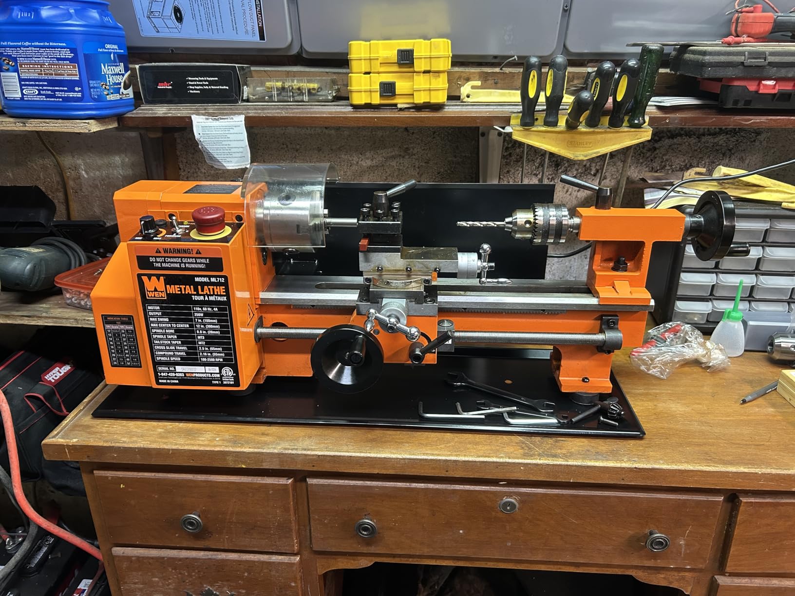 WEN 7-by 12-Inch Benchtop Metal Lathe, Variable Speed, Two Direction (ML712) customer photo 2
