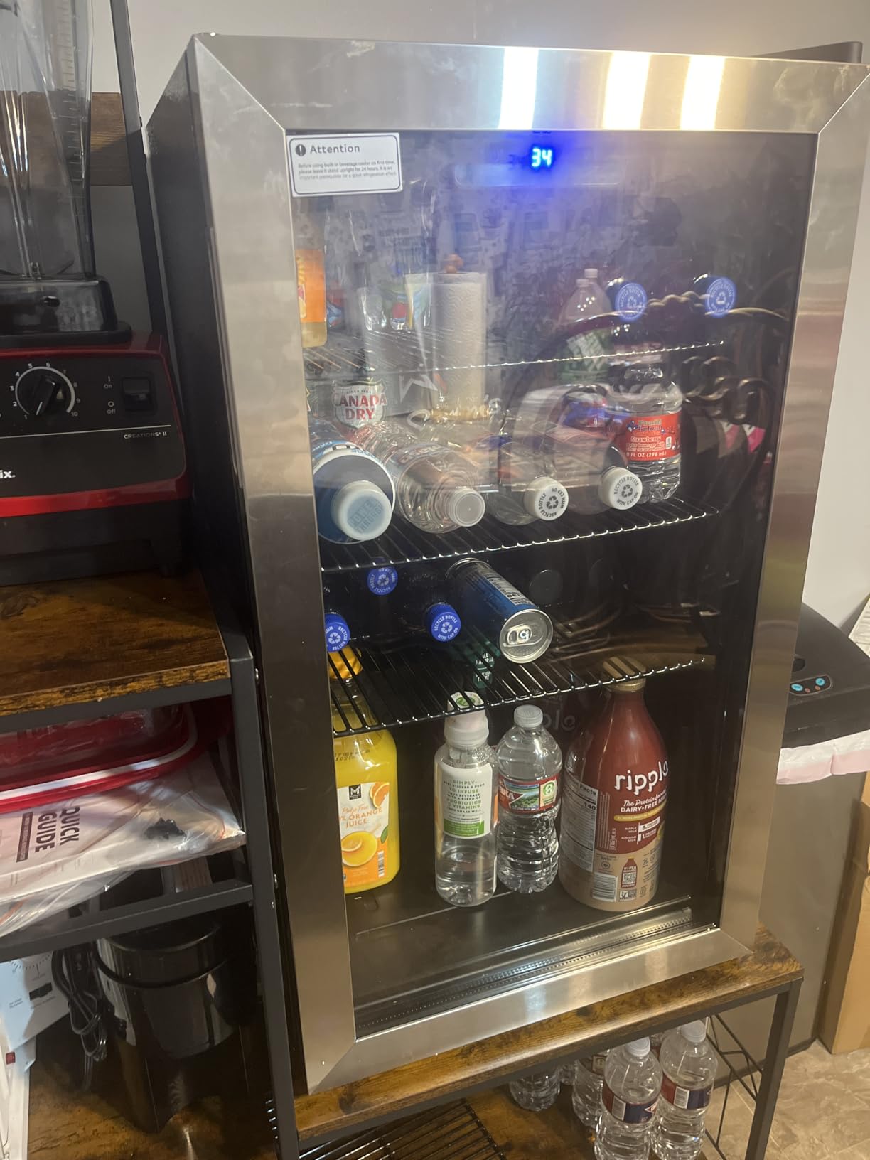 Icyglee Beverage Refrigerator Cooler, 126 Can Mini Fridge with Glass Door for Wine, Soda Beer, Beverage Cooler for Home, Bar, Office with Adjustable Removable Shelves, Black customer photo 2