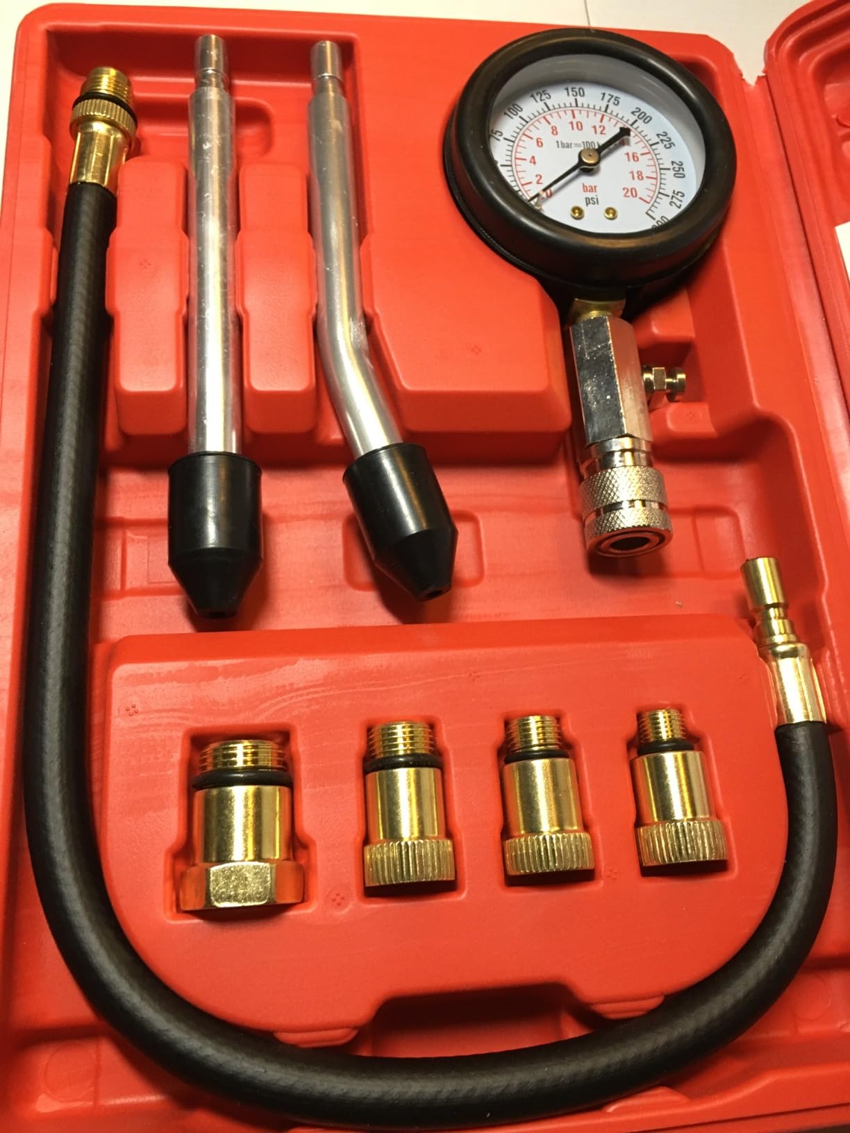 Clatoon 8pcs Petrol Engine Cylinder Compression Tester Kit, Small Engine Compression Tester Automotive Tool Gauge 0-300PSI for Testing Car Motorcycle Outboard Motor Snowmobile Chainsaw customer photo 1