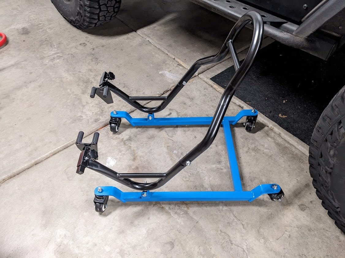 BESTOOL Motorcycle Stands-Heavy Duty Motorcycle Rear Wheels Lift Stand with 4 Movable Wheels, 750 LBS Capacity, Adjustable Width Swingarm Paddock Stands for Sport Bikes customer photo 2