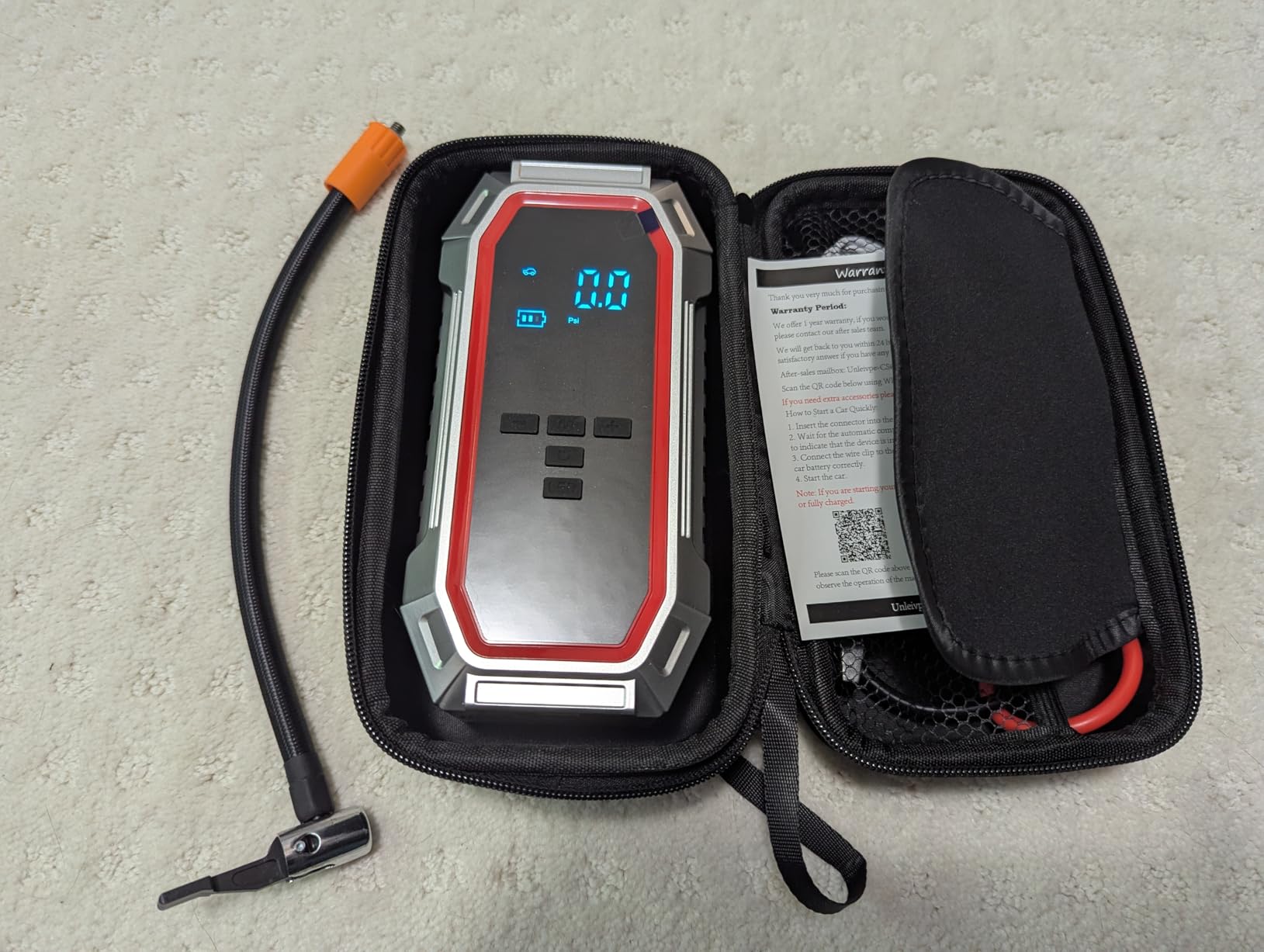 Jump Starter with Air Compressor, 5000A Peak Car Battery Jump Starter (9.0 Gas/8.0L Diesel), 160PSI 12V Jump Box Car Battery Jumper Starter Portable with Smart Jumper Cables, LED Lights, LCD Display customer photo 1