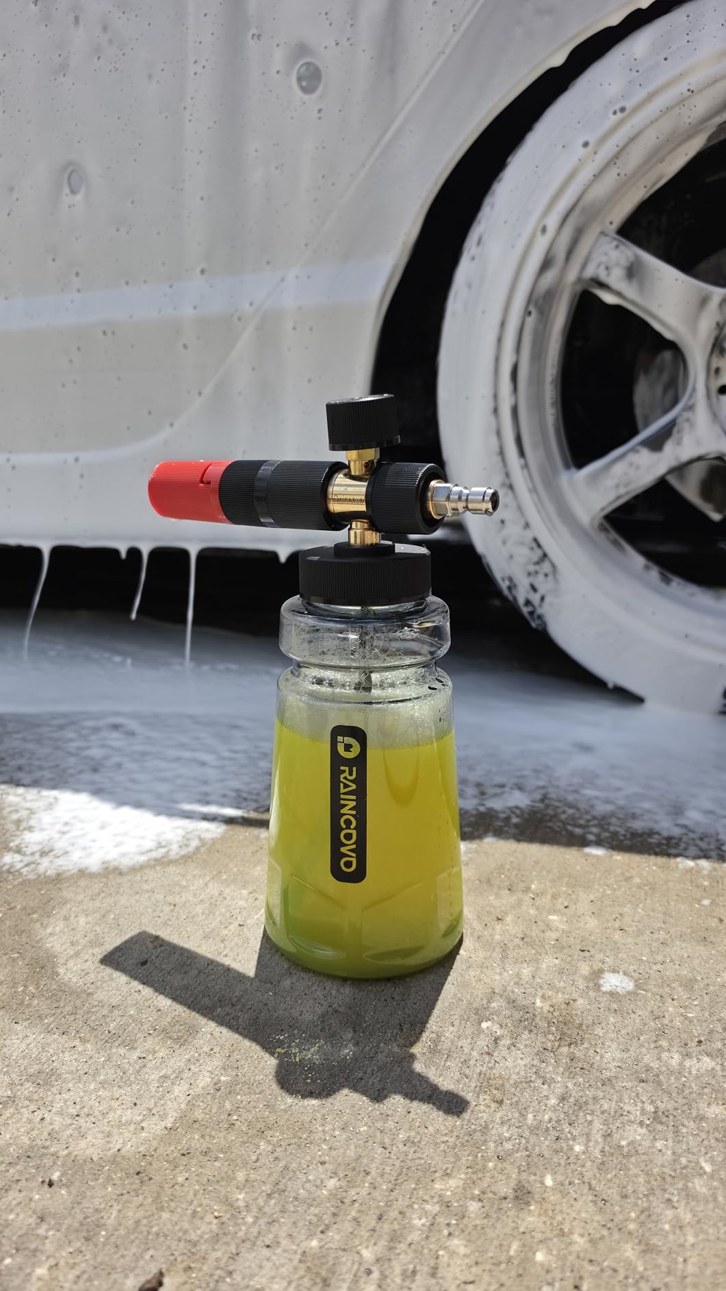 Raincovo Foam Cannon Wide Mouth for Pressure Washer, Thick Snow Foam Lance for Car Wash, Adjustable Soap Cannon with 1/4 Inch Quick Connector, Additional 1.1mm Orifice Nozzle customer photo 1