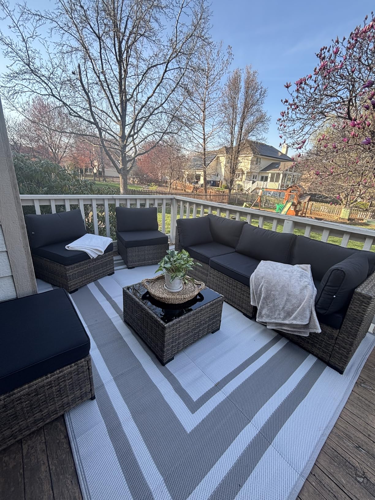 Aoxun Patio Furniture Sets, 7-Piece Outdoor Furniture with Thick Cushions, Wicker Conversation Set Sectional Sofa for Backyard, Poolside, Garden customer photo 1