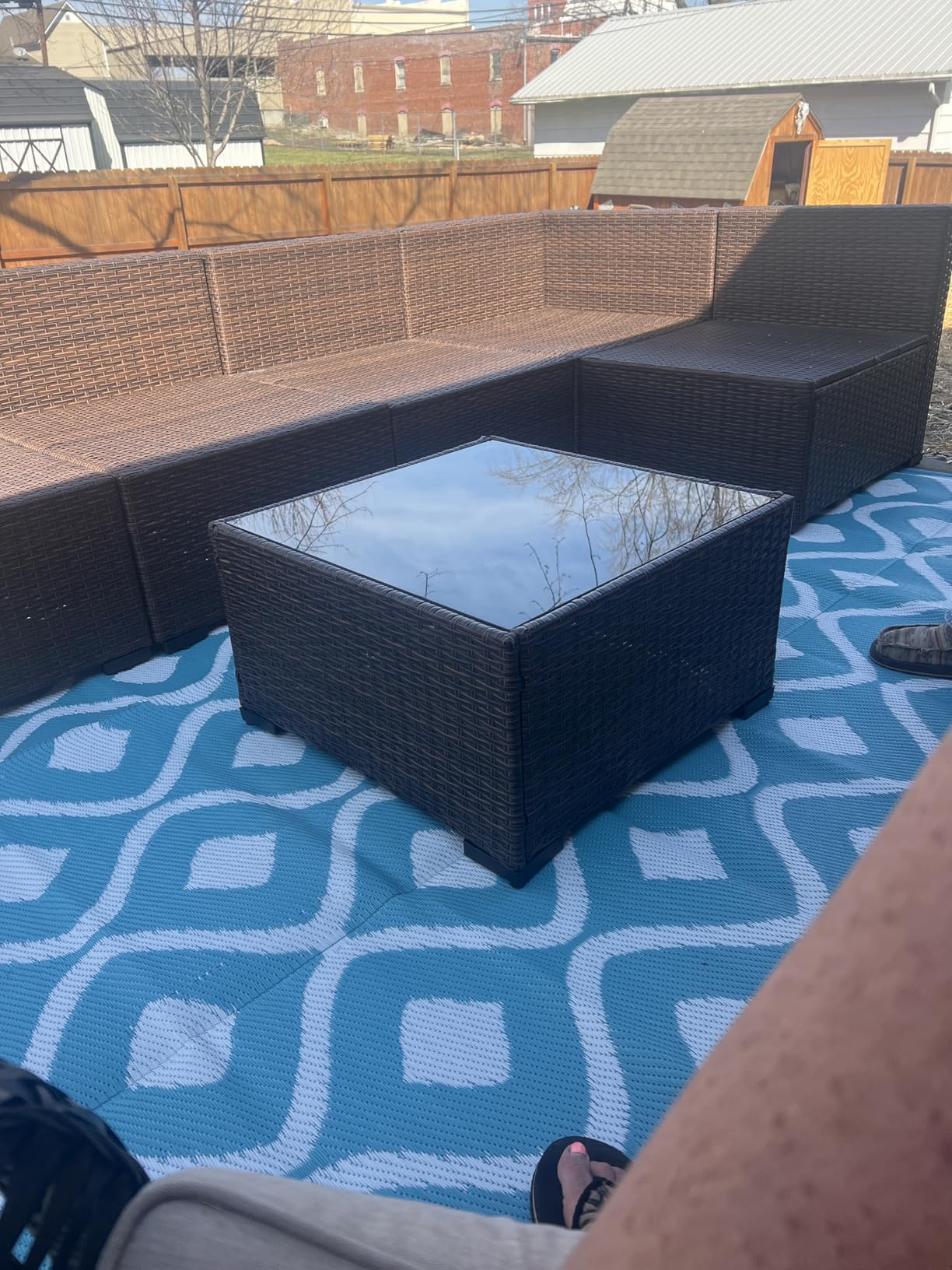 Aoxun Patio Furniture Sets, 7-Piece Outdoor Furniture with Thick Cushions, Wicker Conversation Set Sectional Sofa for Backyard, Poolside, Garden customer photo 2