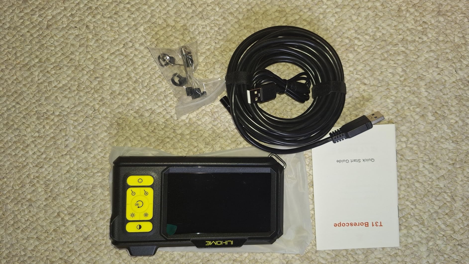 Borescope Camera with Light, 1080P HD Endoscope with 8 Adjustable LEDs, 4.3