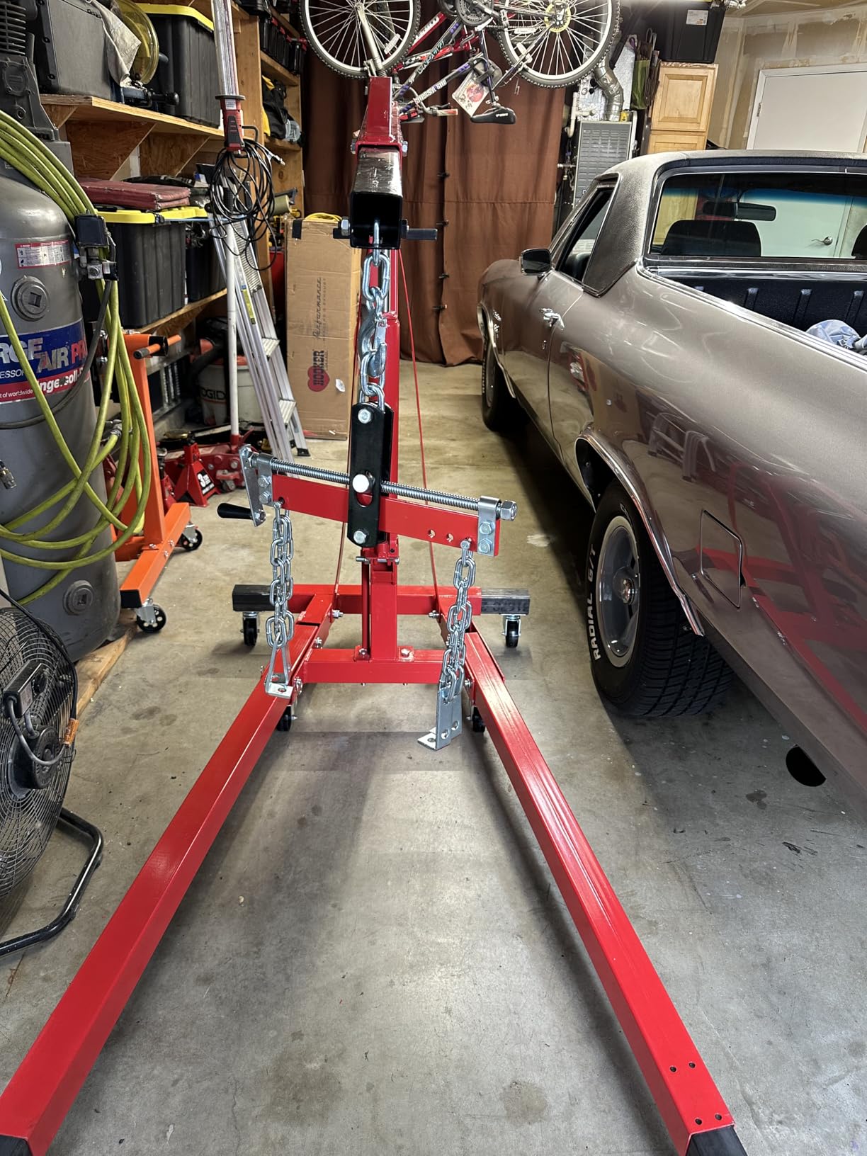 2-Ton Hydraulic Shop Crane Folding Engine Hoist with Lever, 4400Lbs Capacity w/6 Steel Casters - Heavy-Duty Portable Car Lift for Truck Engines, Boat Motors, Farm Equipment (Net Wt. 168 lbs) customer photo 3