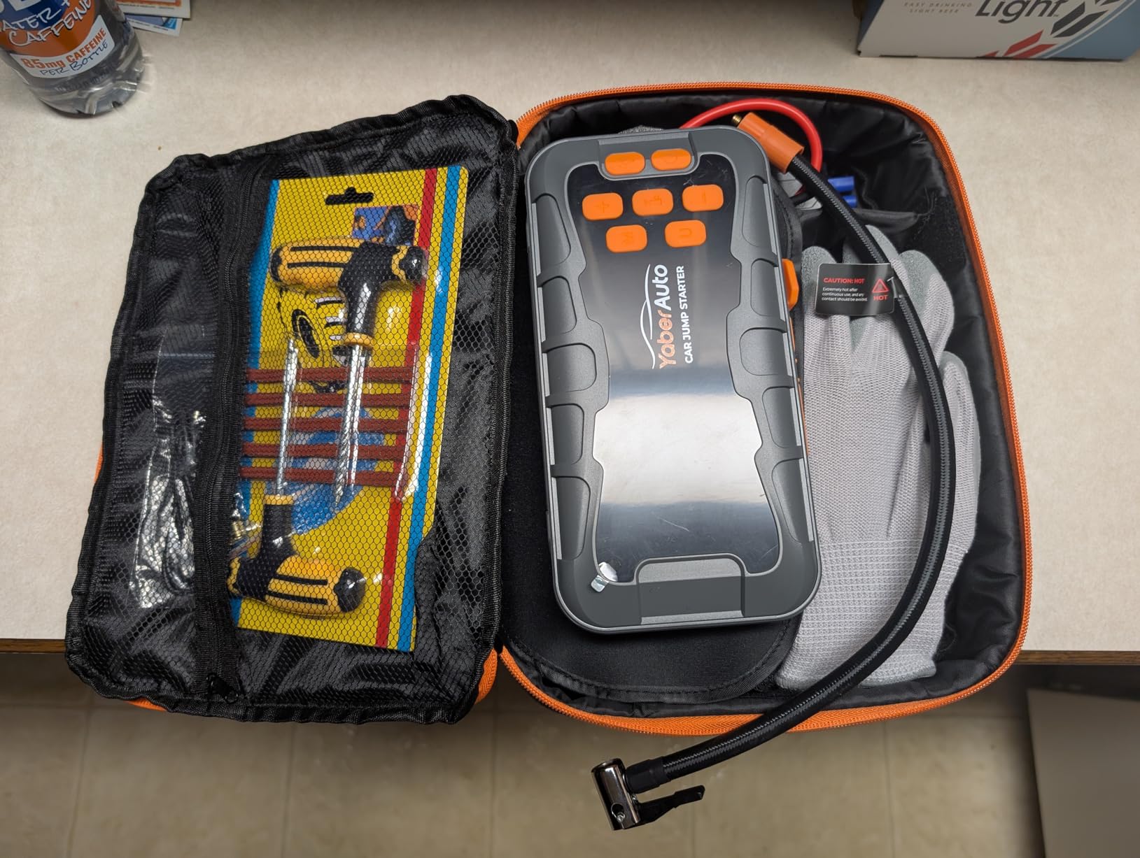 YaberAuto 16-in-1 Jump Starter with Air Compressor 8000A 160PSI Car Battery Jump Starter (All Gas/14L Diesel) 12V Jump Box Car Battery Jumper Starter Portable Jumper Cables, Emergency Tool Kit, Gloves customer photo 2