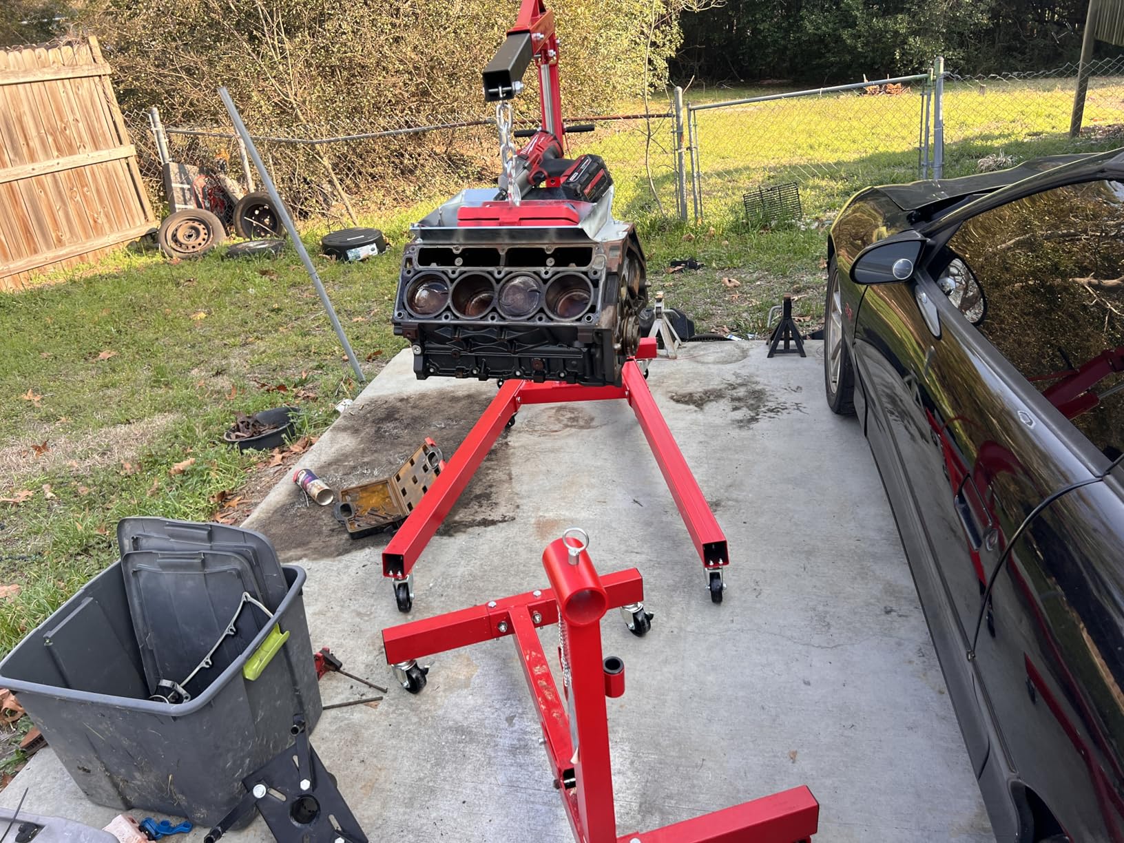 2 Ton Hydraulic Engine Hoist Crane with Lever, Folding Heavy-Duty Cherry Picker with 6 Locking Wheels & 4 Boom Positions, for Truck/SUV Engines, Garage Workshop, Industrial Lifting customer photo 1
