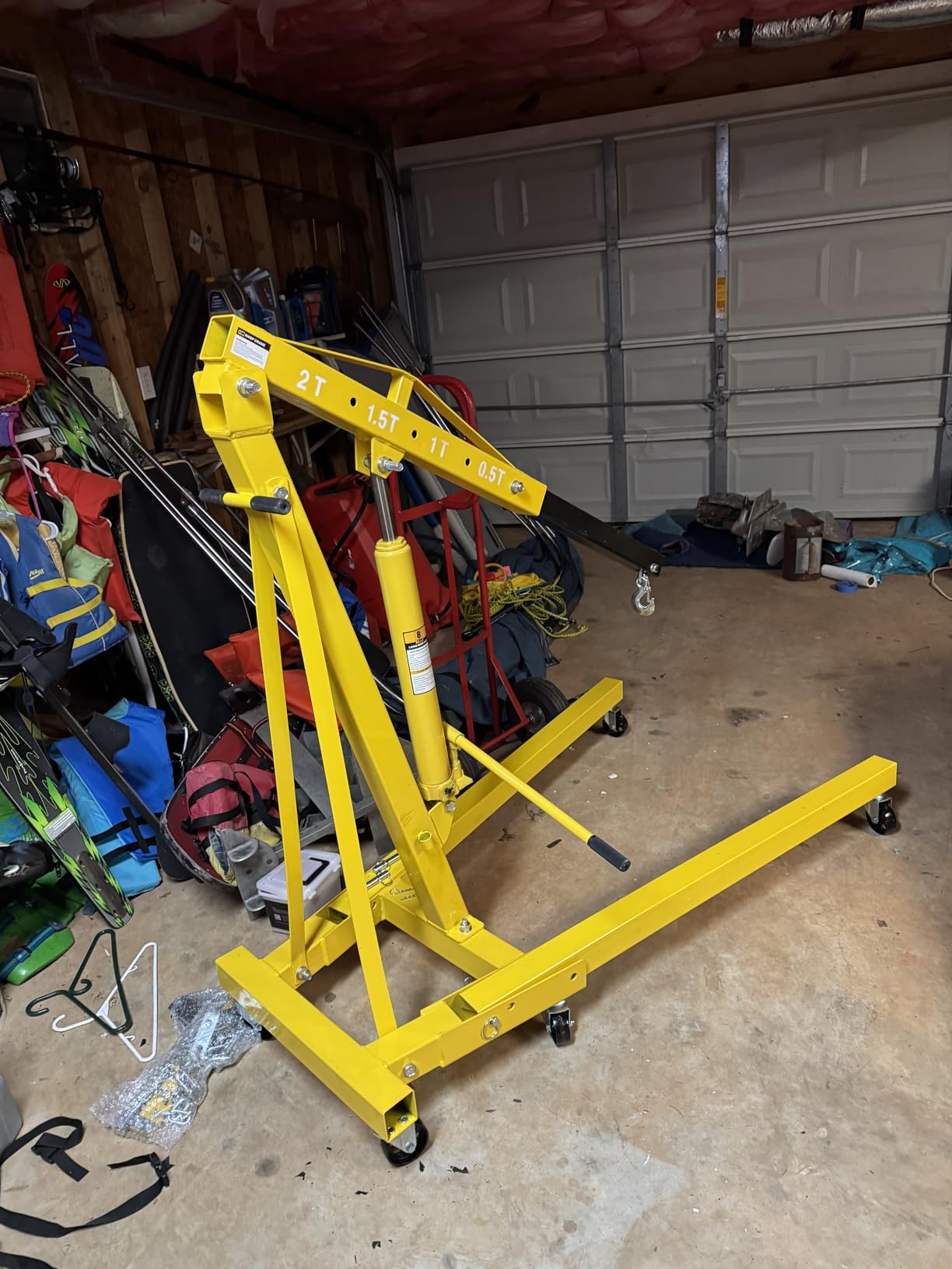 2 Ton Hydraulic Engine Hoist Crane with Lever, Folding Heavy-Duty Cherry Picker with 6 Locking Wheels & 4 Boom Positions, for Truck/SUV Engines, Garage Workshop, Industrial Lifting customer photo 2