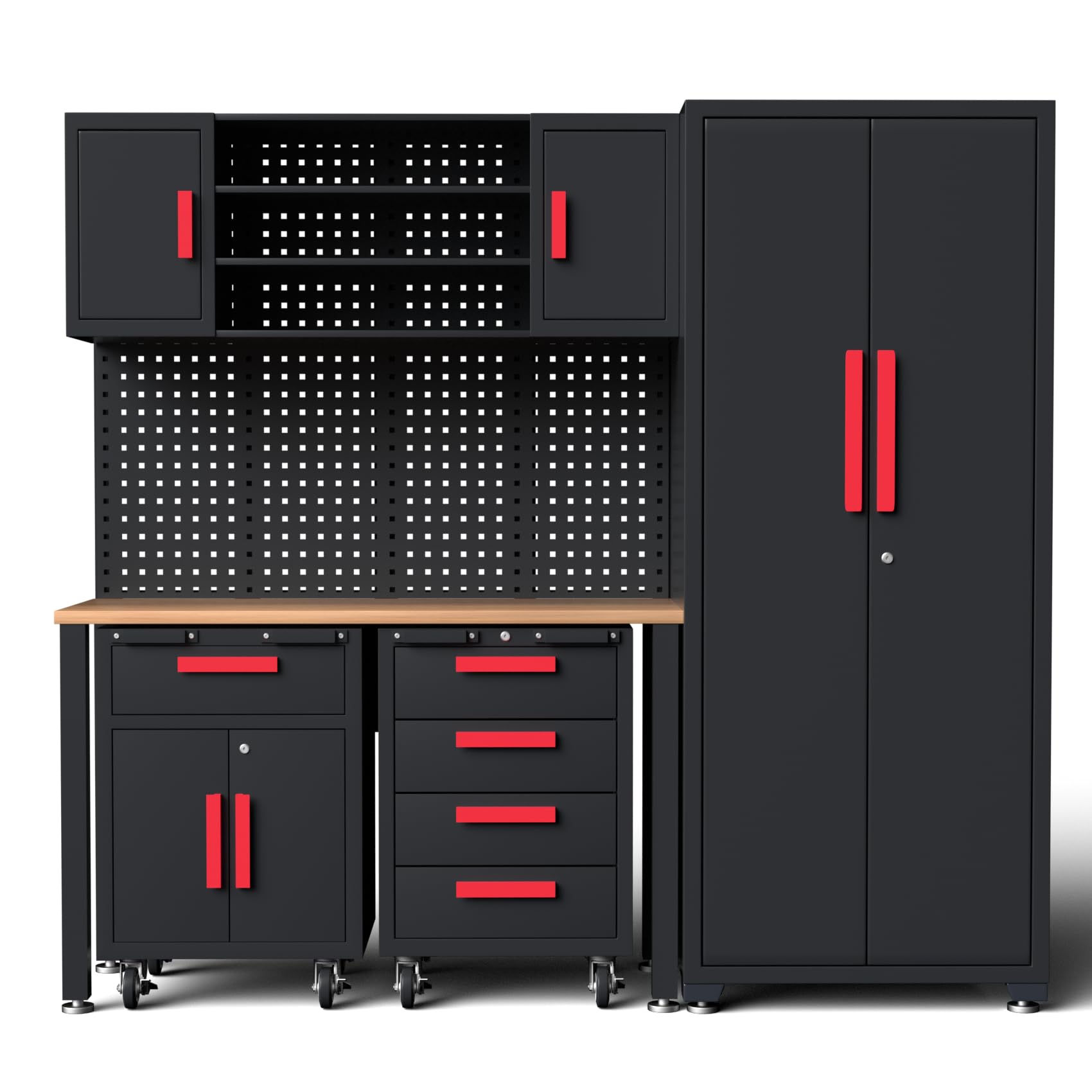 6Piece Garage Storage Cabinet System, Garage Cabinets and Storage System Workshop Set with Steel Cabinet, Cabinet Drawers, Workbench, Pegboard for Tool Organization customer photo 1