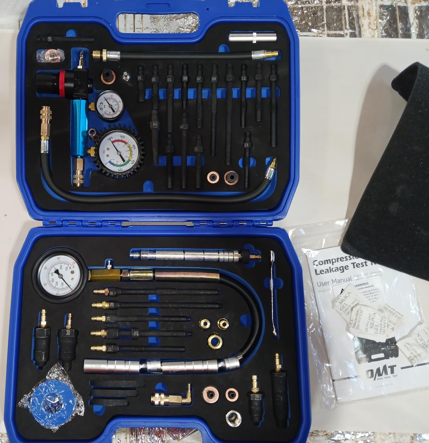 Orion Motor Tech 51pc Compression and Leakage Tester Kit for Petrol & Diesel Engines, Cylinder Leak Down Test Kit with Dual Pressure Gauge, Adapters, Hoses, & Quick Couplers for HDi, TDCi & PD Engines customer photo 1