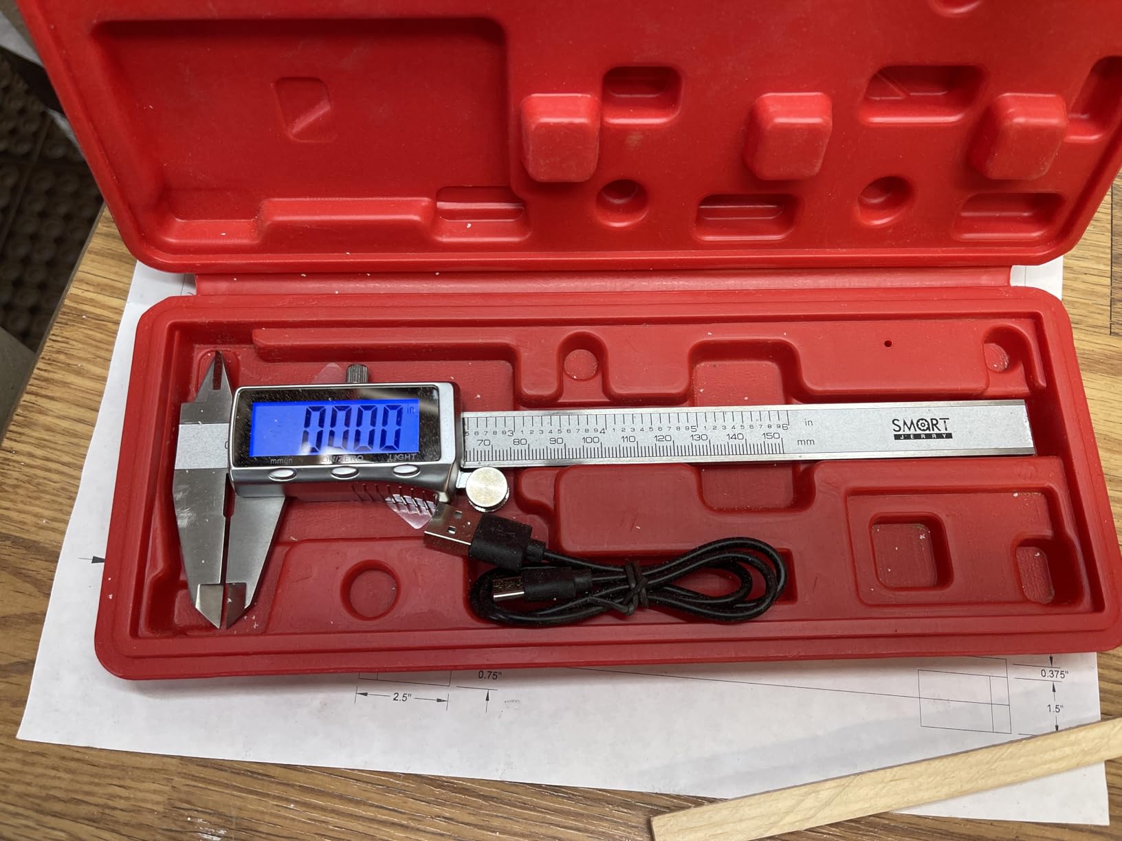 SMART JERRY Rechargeable Digital Caliper 6 Inch, 3-4 Month Runtime on a Single Charge, High Accuracy Vernier Caliper with LCD Screen & Backlight customer photo 1