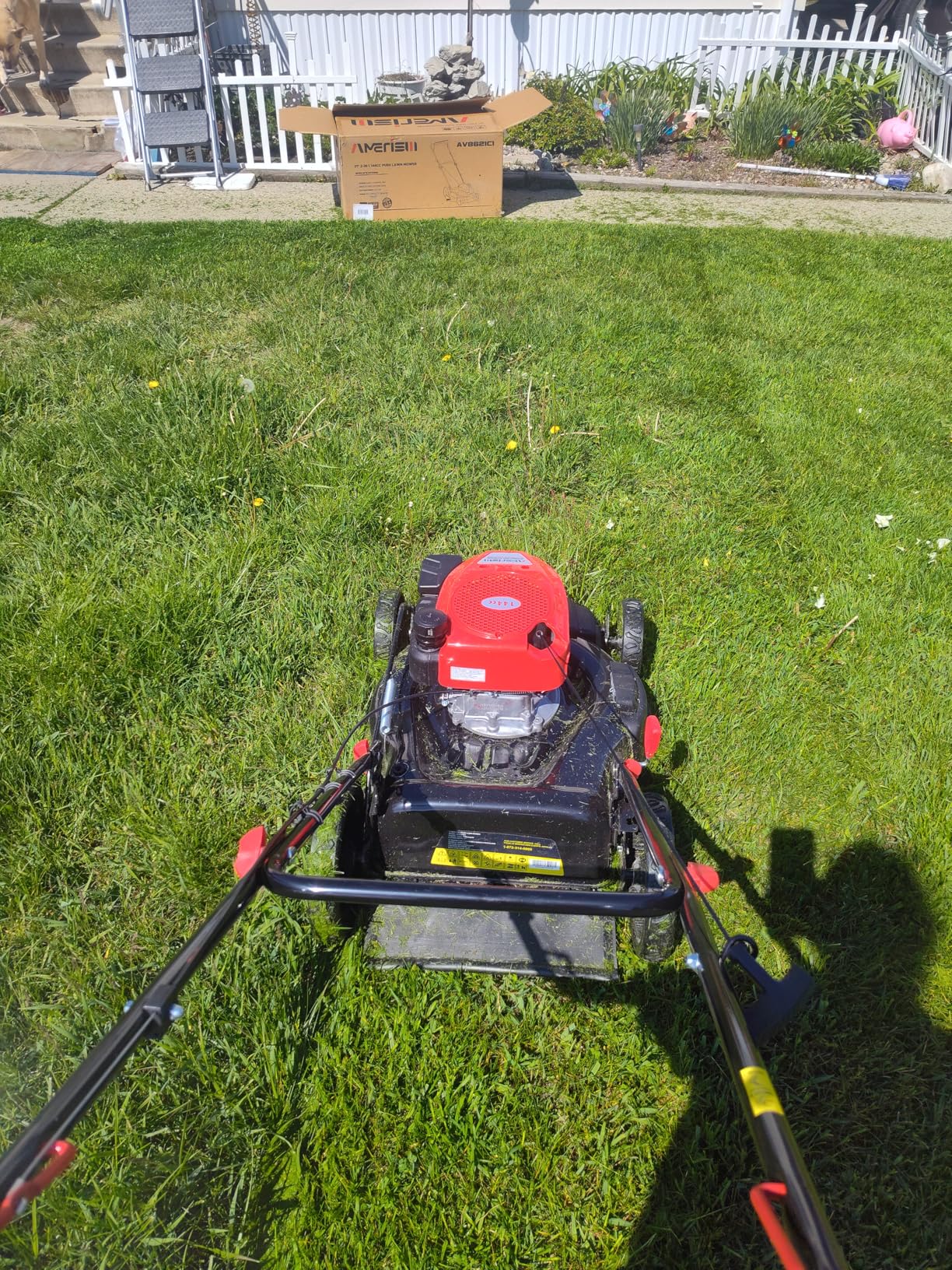 AMERISUN 21-Inch 3IN1 Push Gas Lawn Mower with Mulching, Bagging & Side Discharge, 144cc 4-Stroke OHV Engine, Adjustable 6-Height Cutting, 1.4 Bushel Grass Catcher, Residential Yard & Garden Use customer photo 1