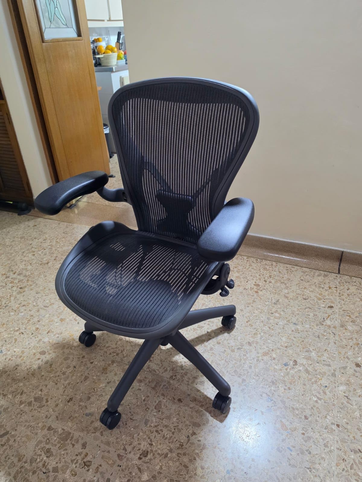 Aeron Chair by Herman Miller with PostureFit, Highly Adjustable Classic Carbon, Graphite Size B Medium Posture Fit customer photo 1
