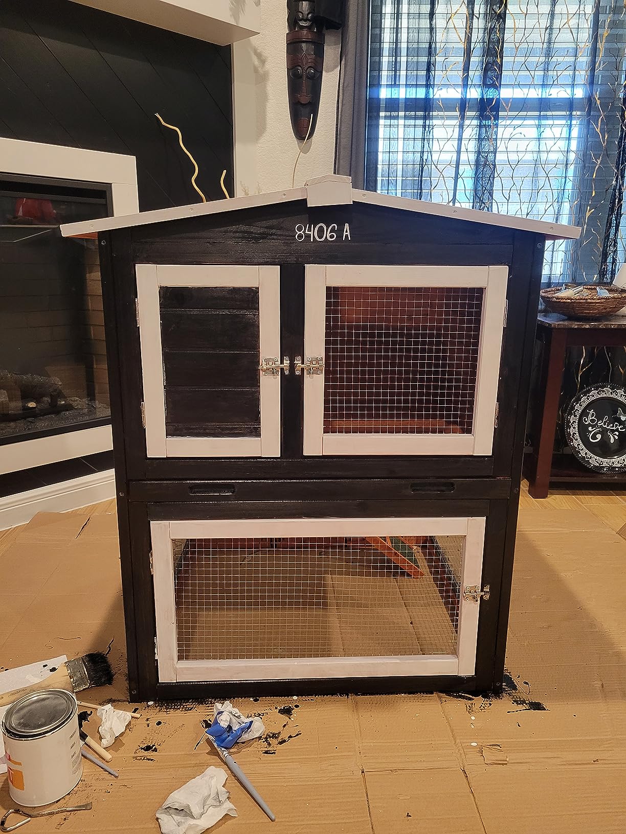 TRIXIE natura Outdoor Rabbit Hutch with Run - Small 2-Story Rabbit Cage with Non-Slip Ramp - Elevated Small Animal House with Secure Playpen, Hinged Roof & Pull-Out Tray - in Natural customer photo 2