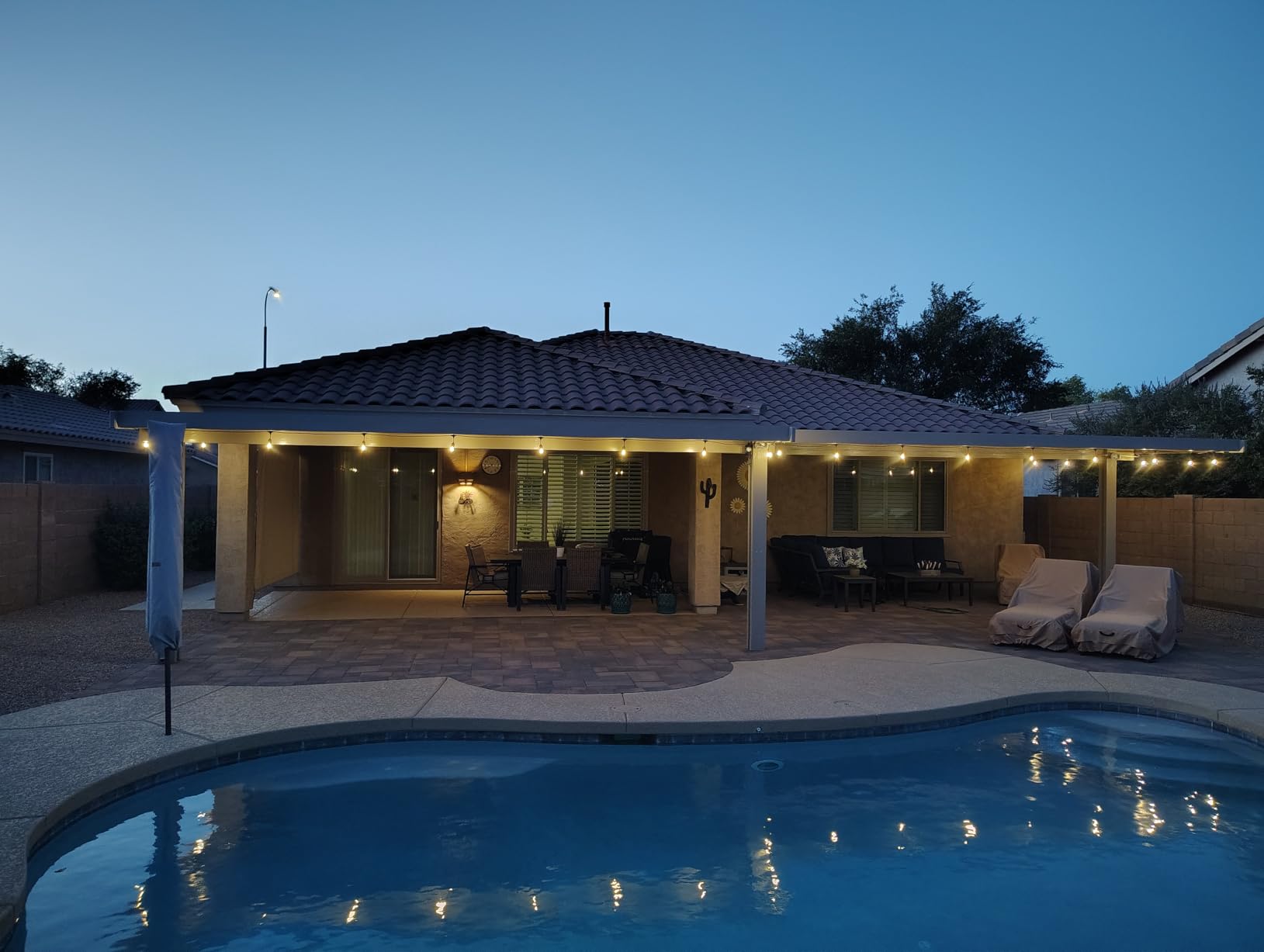 Brightech Ambience Pro - Waterproof LED Outdoor String Lights - Hanging, Dimmable 2W Vintage Edison Bulbs - 48 Ft Commercial Grade Patio Lights Create Cafe Ambience In Your Backyard customer photo 1