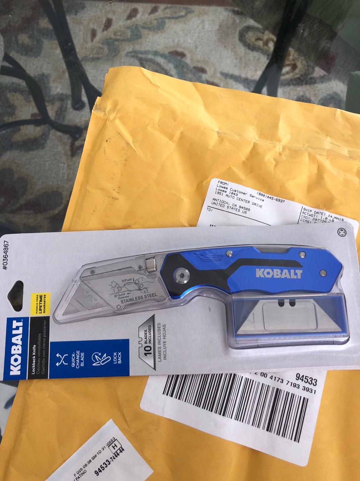 Kobalt Utility Knife & 11 Blades, Foldable Speed Release Quick Change Box Cutter customer photo 2