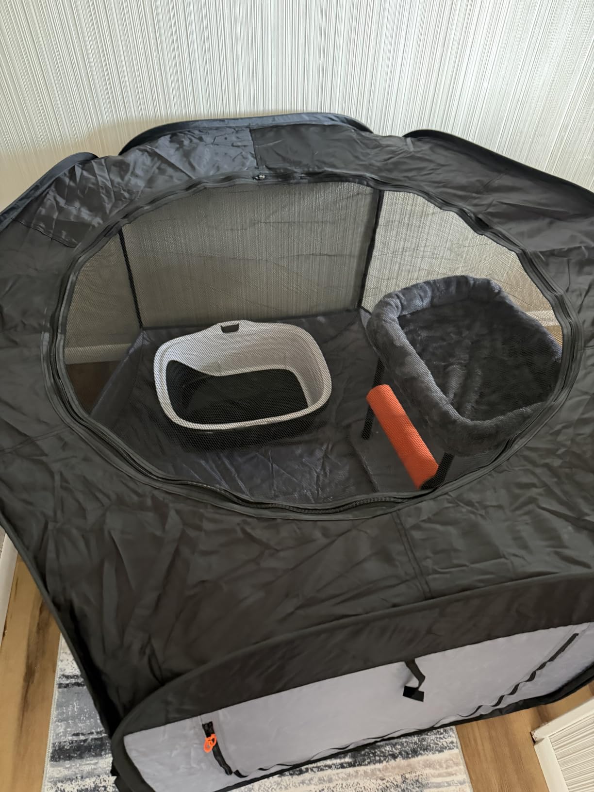 Soft-Sided Dog & Cat Playpen, Portable Foldable Indoor & Outdoor Pet Playpen with Mesh Windows & Zippered Door, Gray, Extra Large customer photo 1